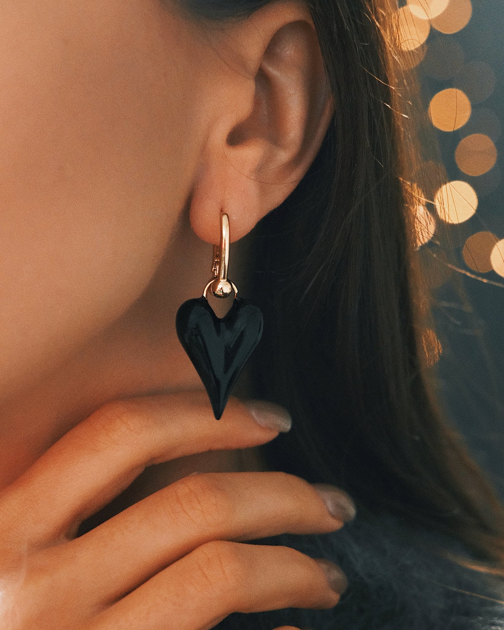 Сережки Елітні сережки Колір Кохання 🧡 Чорні з золотими застібками - Kashimir.me Taton.shop