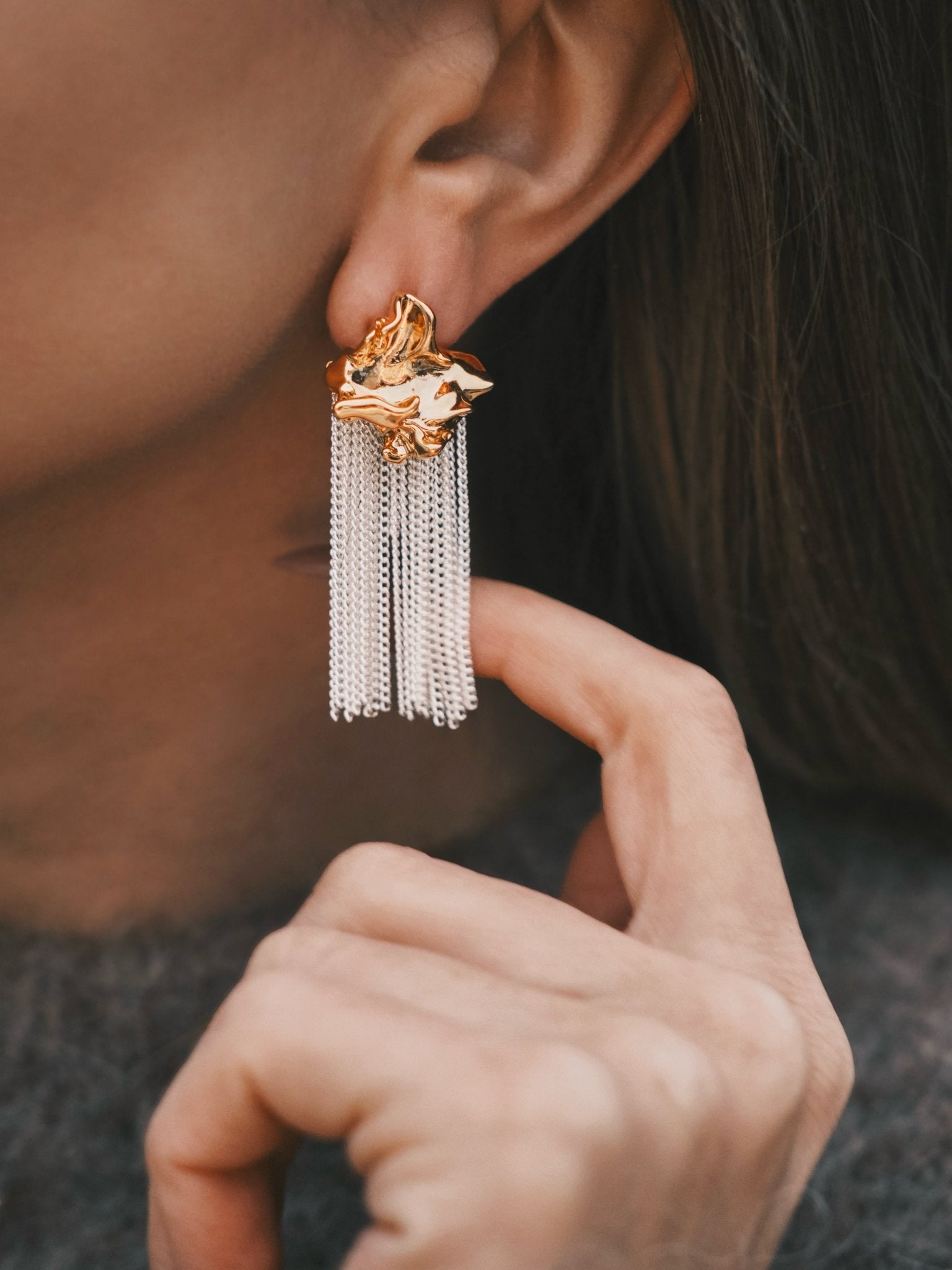 Сережки ✨ Преміальні сережки Магматична злива Gold - Kashimir.me Taton.shop