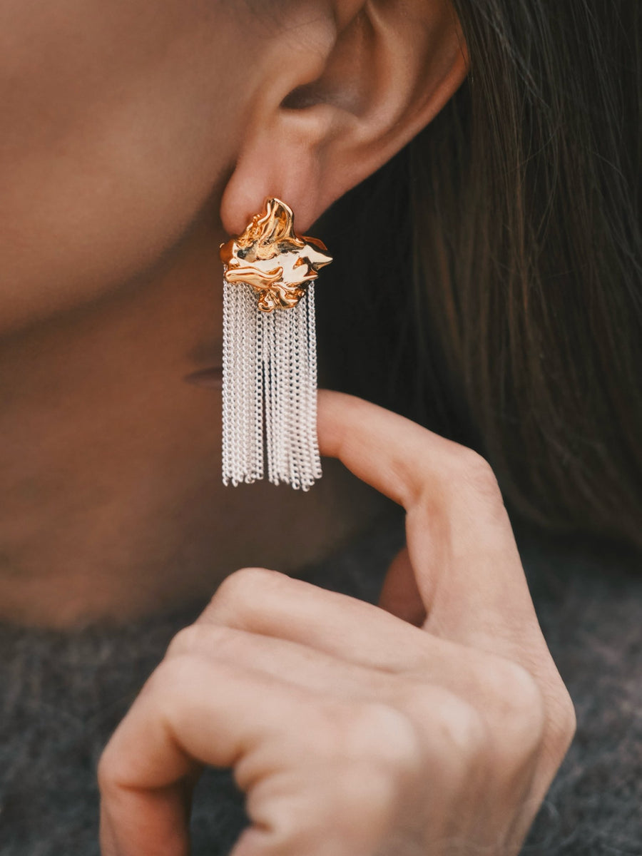 Сережки Преміальні сережки Магматична злива Gold
