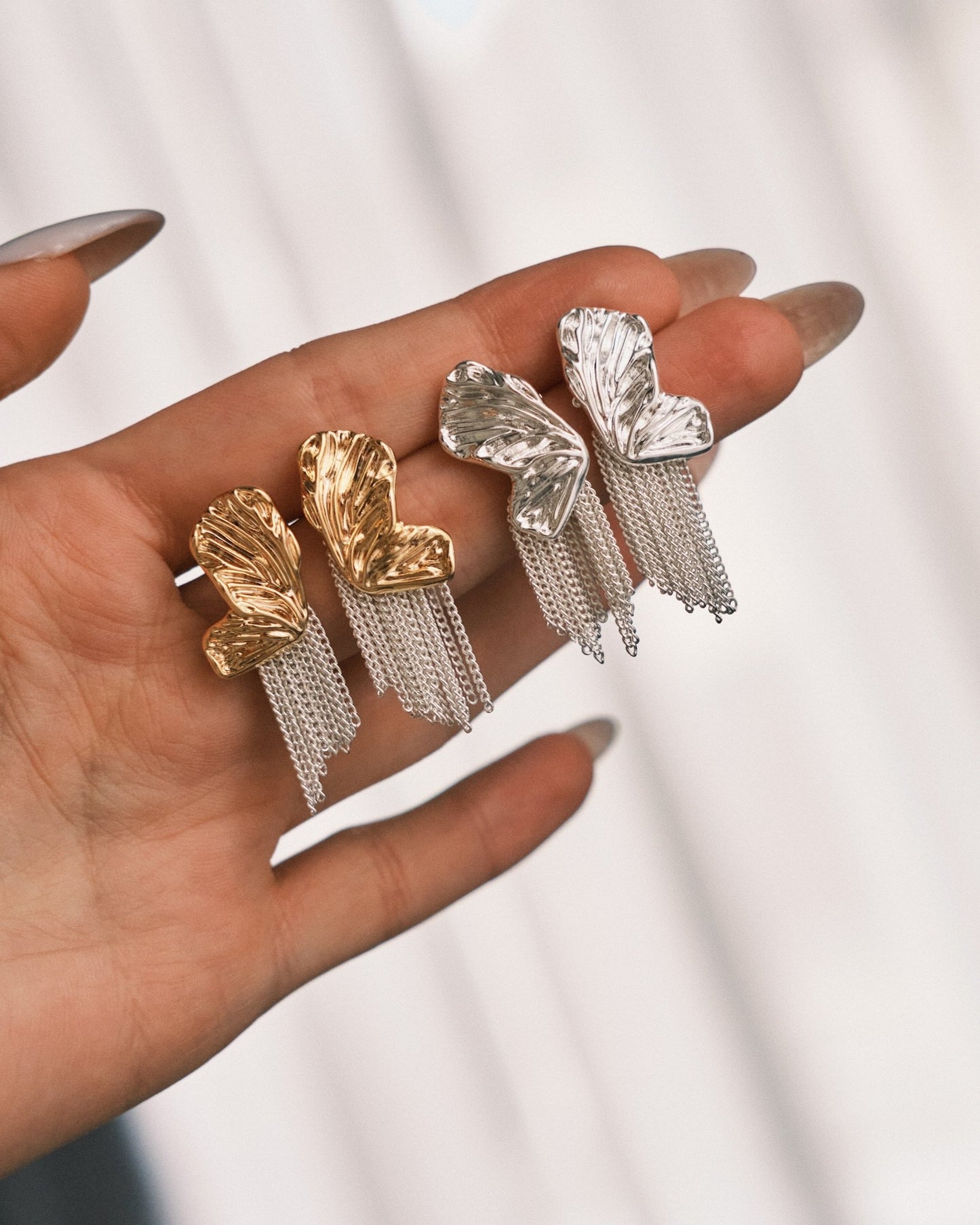 Сережки Преміум Сережки «Крила метелика» 🦋 з китицями Silver - Kashimir.me Taton.shop