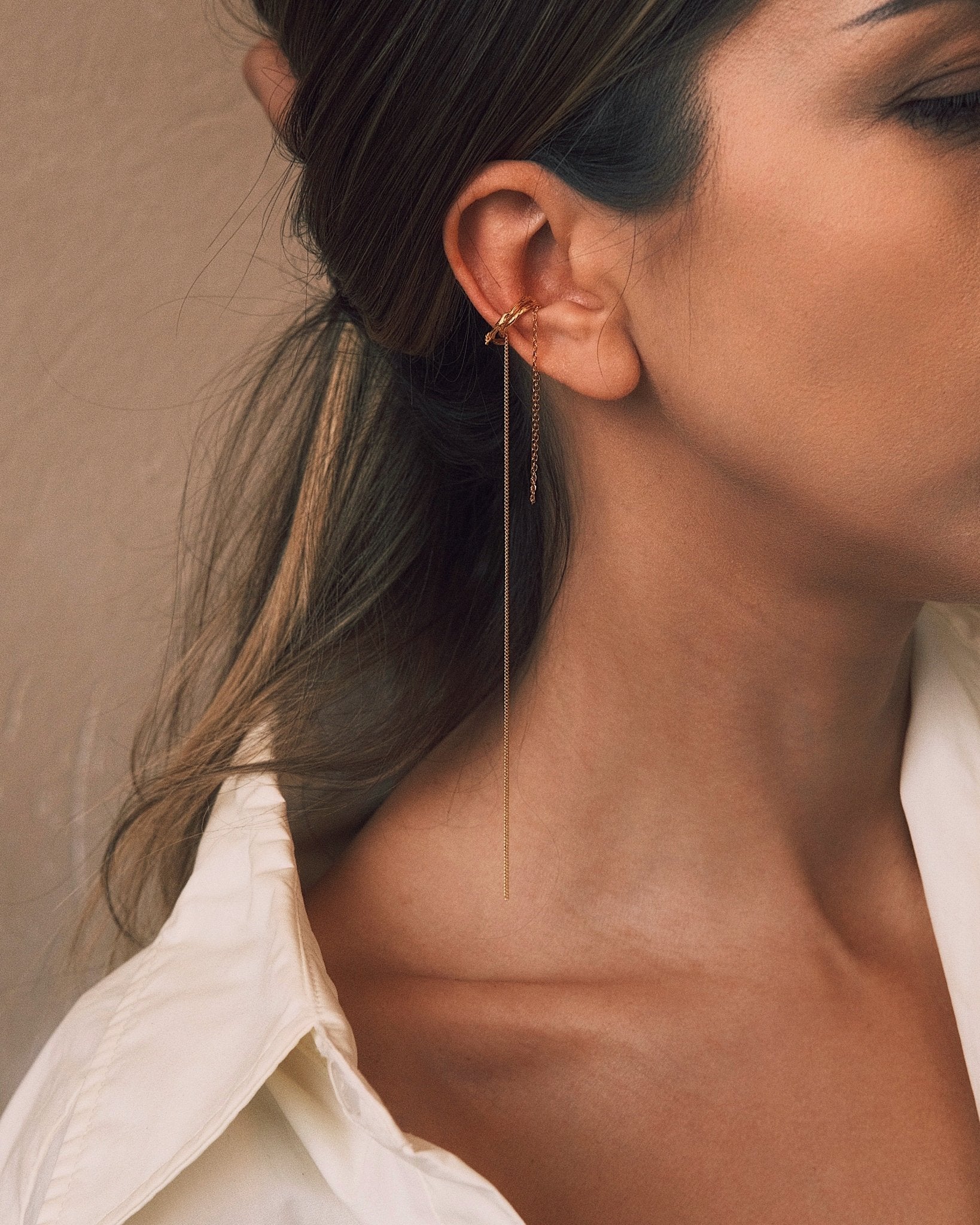 Сережки S925 Срібні Сережки Каф - Золотий Болоньєзе - Kashimir.me Taton.shop