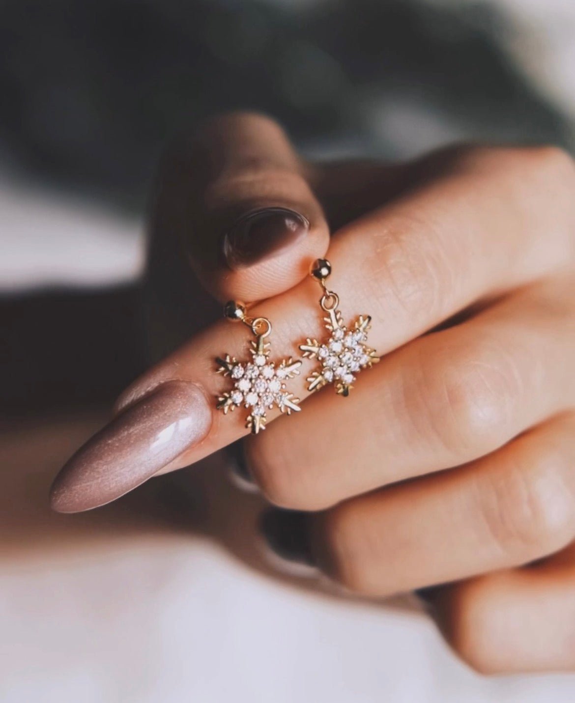 Сережки S925 Срібні Сережки - Золоті Чарівні Сніжинки - Kashimir.me Taton.shop