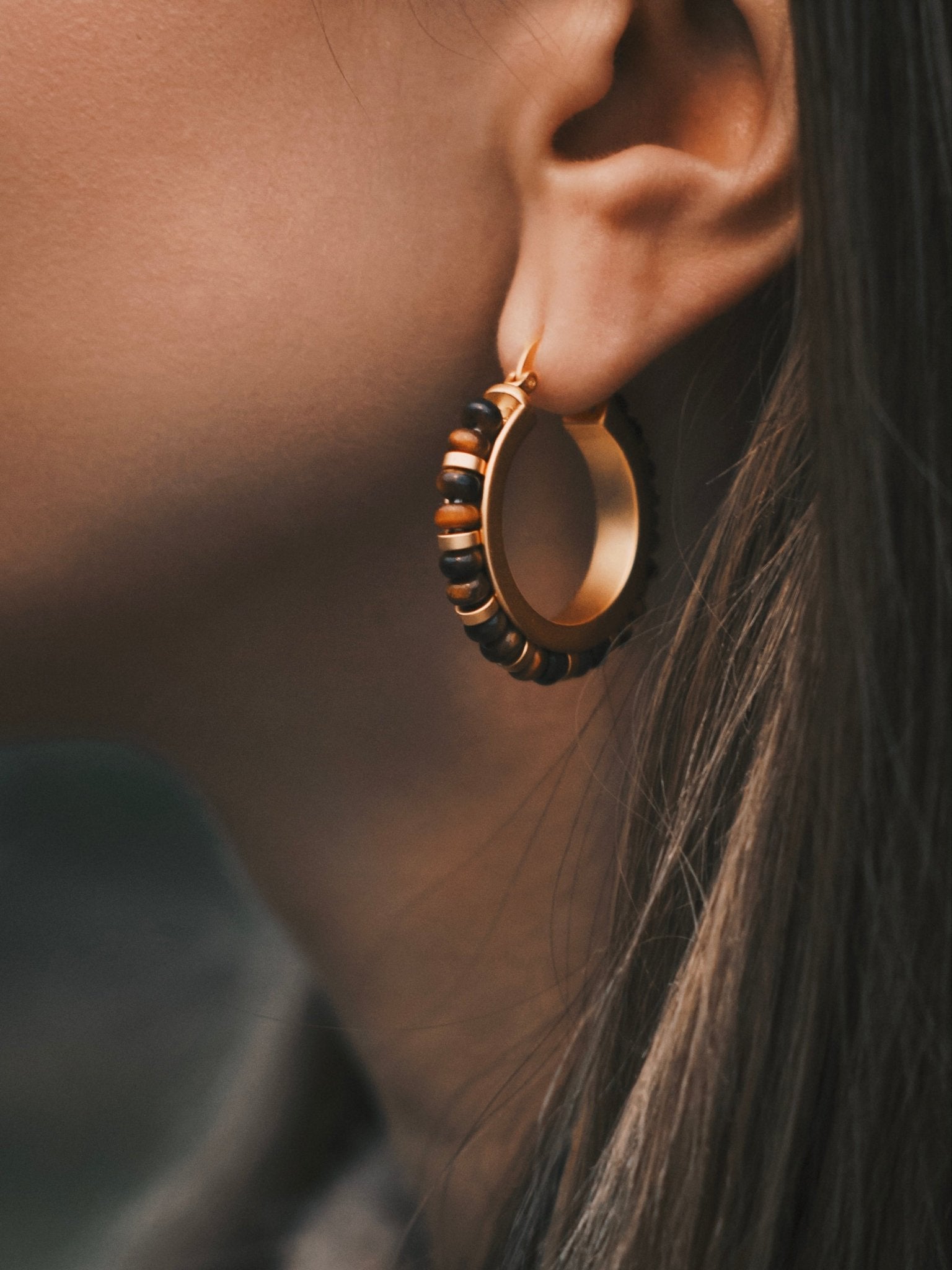 Сережки Сережки - кільця Maillard з тигровим оком «Тигровий Оберіг» - Kashimir.me Taton.shop