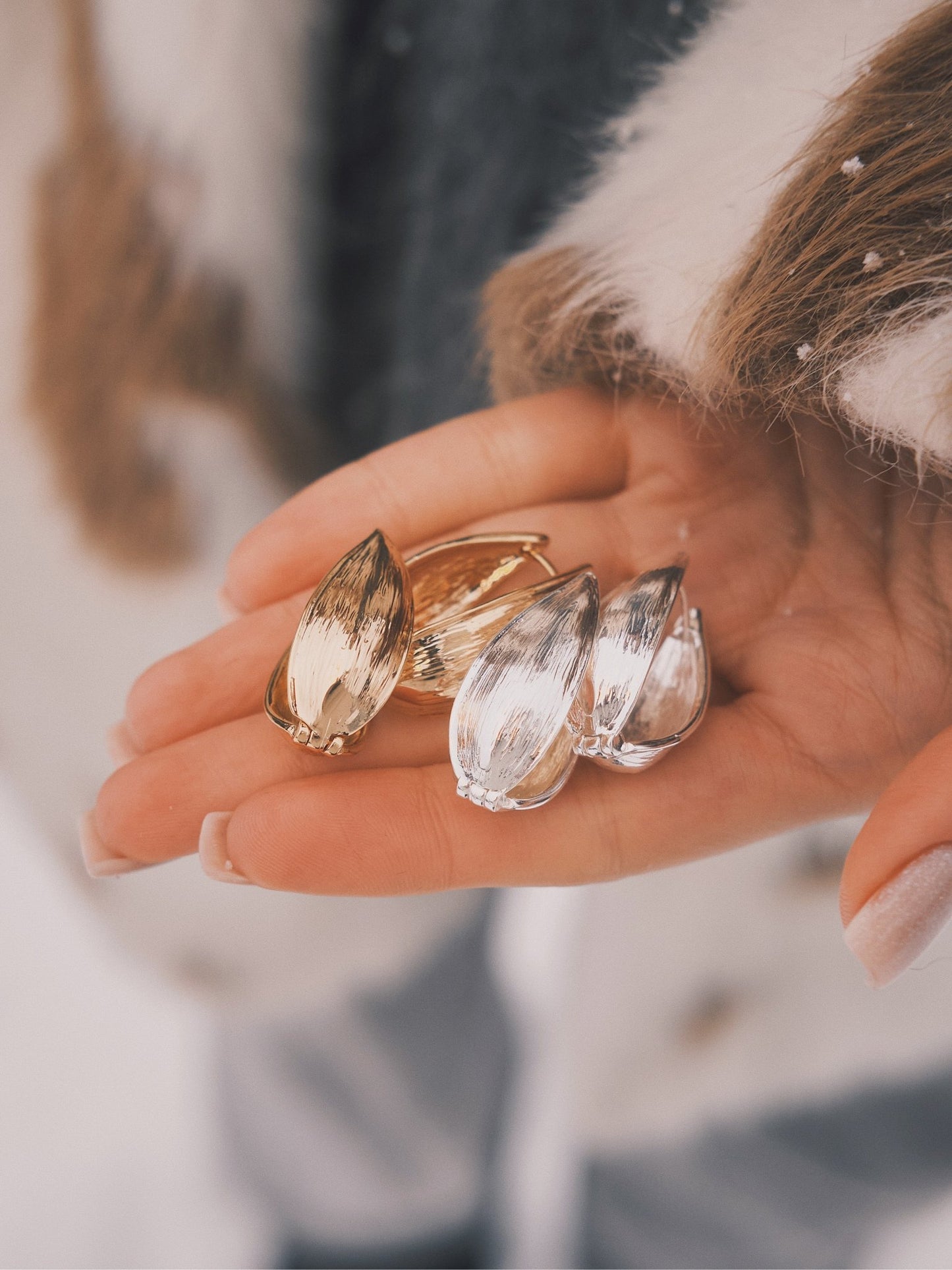 Сережки Двосторонні сережки «Вербовий Лист» 32 мм Gold - Kashimir.me Taton.shop