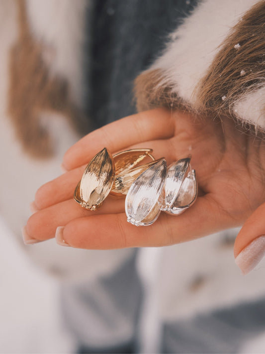 Сережки Двосторонні сережки «Вербовий Лист» 32 мм Gold - Kashimir.me Taton.shop