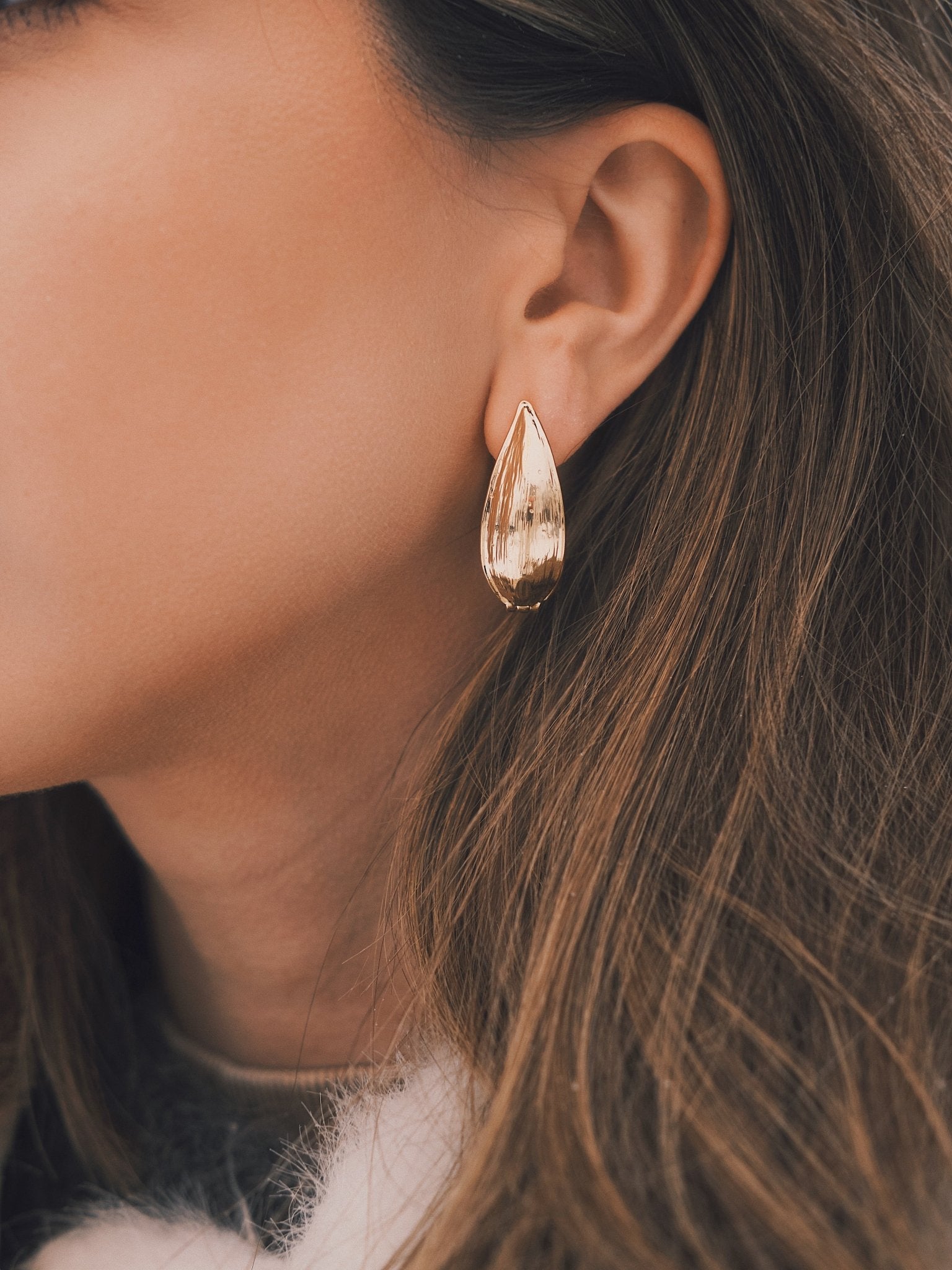 Сережки Двосторонні сережки «Вербовий Лист» 32 мм Gold - Kashimir.me Taton.shop