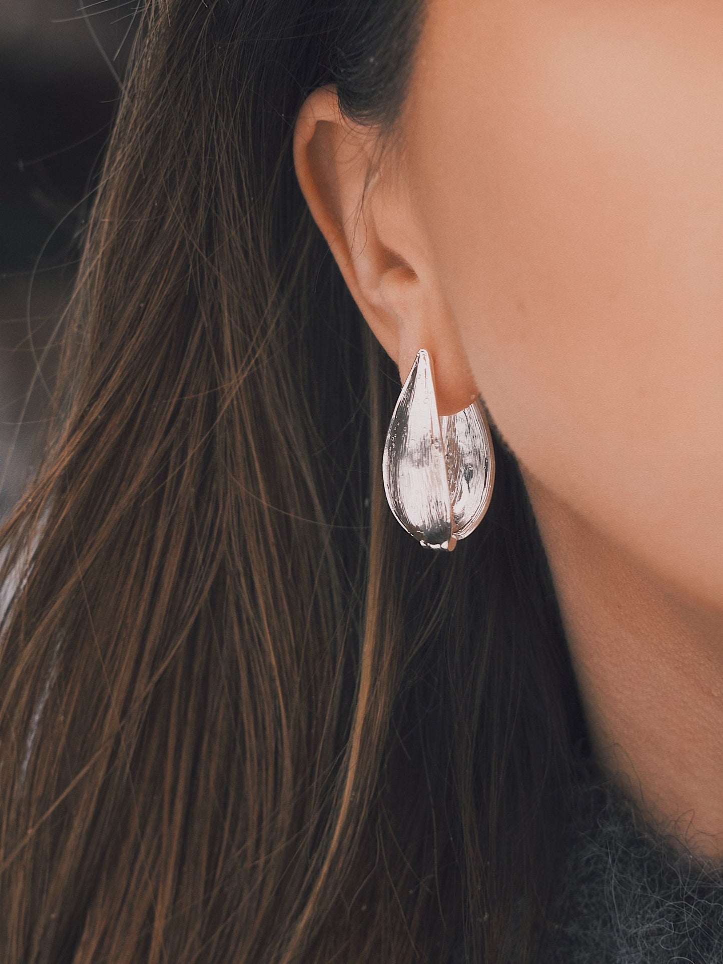 Сережки Двосторонні сережки «Вербовий Лист» 32 мм Silver - Kashimir.me Taton.shop