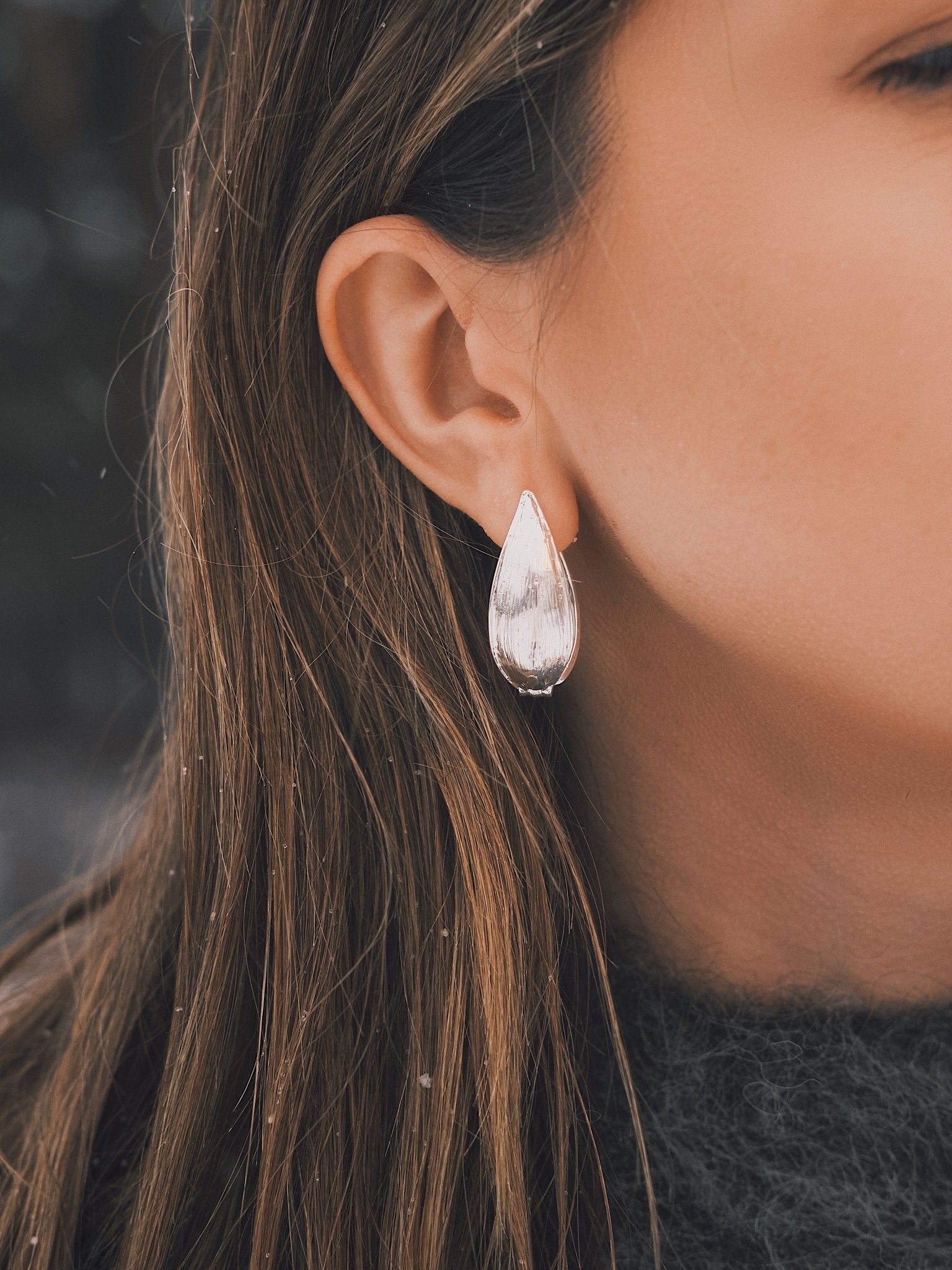 Сережки Двосторонні сережки «Вербовий Лист» 32 мм Silver - Kashimir.me Taton.shop