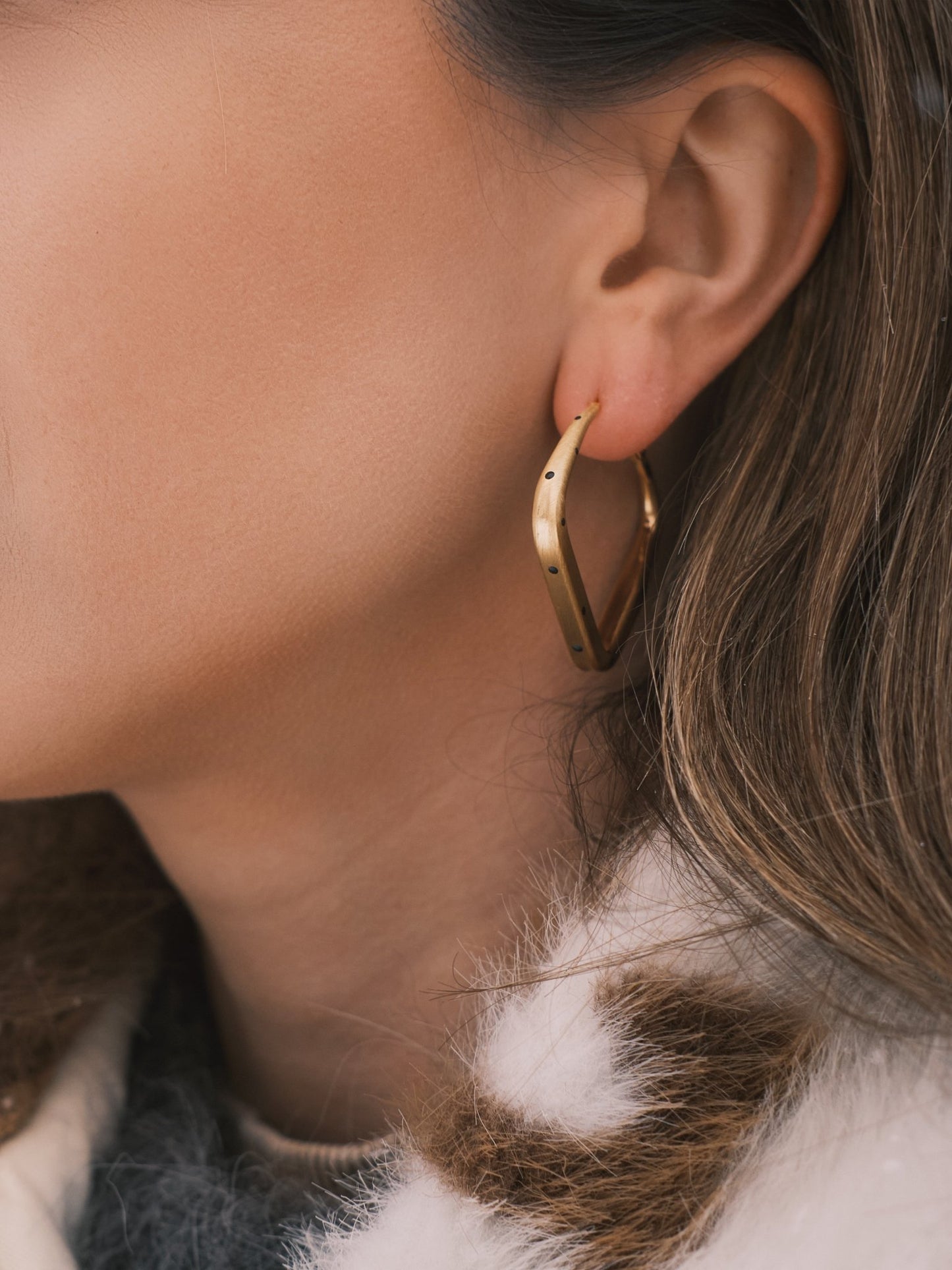 Сережки Квадратні сережки - кільця «Горошок» 43 мм (мідь) Gold - Kashimir.me Taton.shop