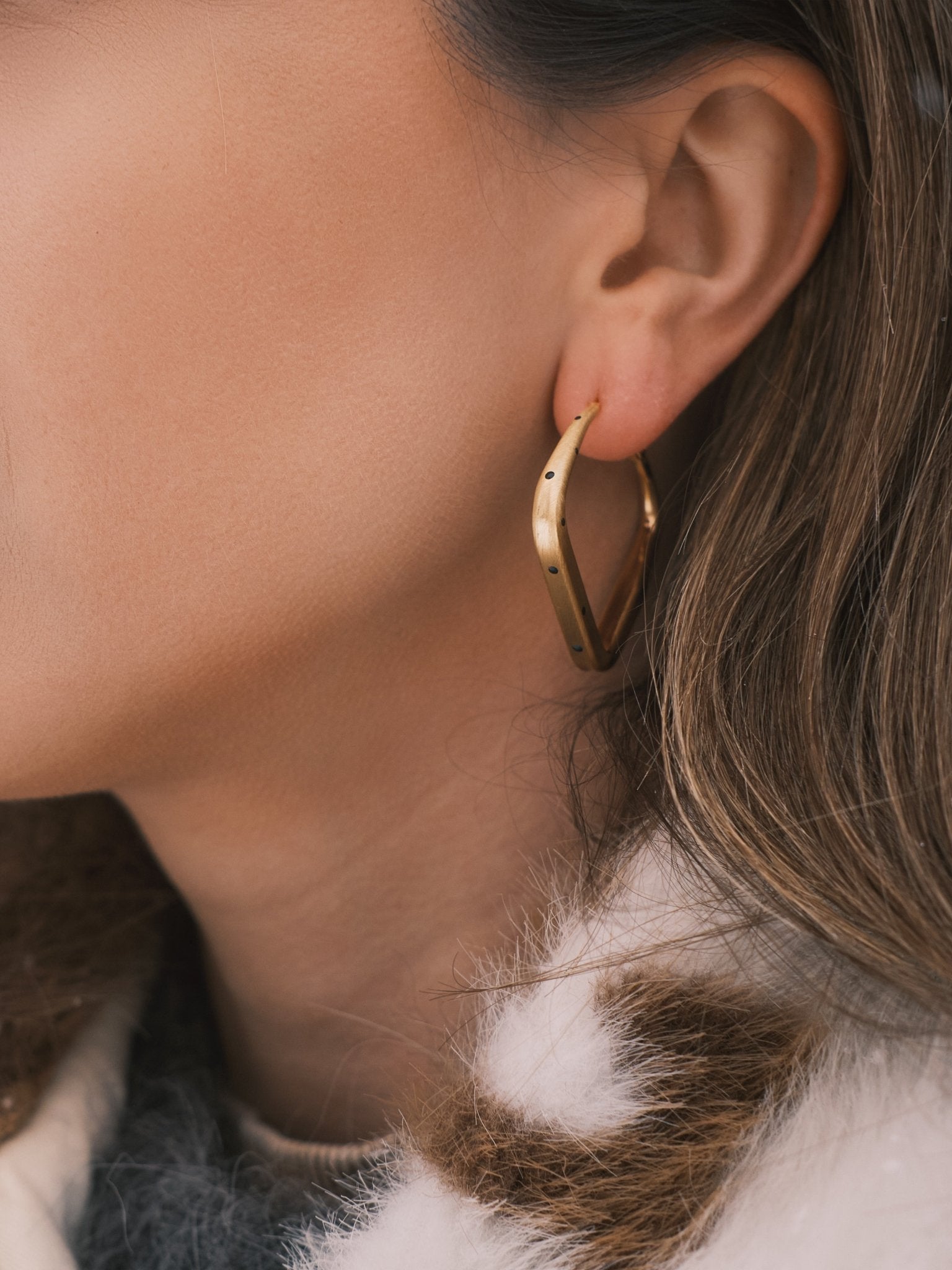 Сережки Квадратні сережки - кільця «Горошок» 43 мм (мідь) Gold - Kashimir.me Taton.shop