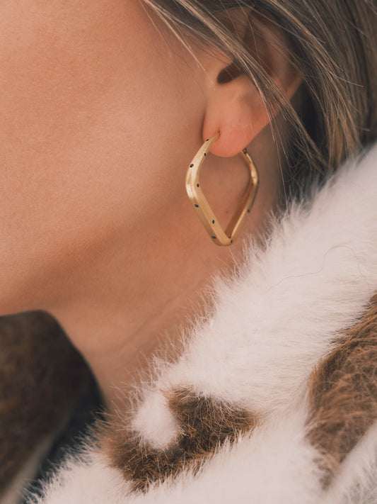 Сережки Квадратні сережки - кільця «Горошок» 43 мм (мідь) Gold - Kashimir.me Taton.shop