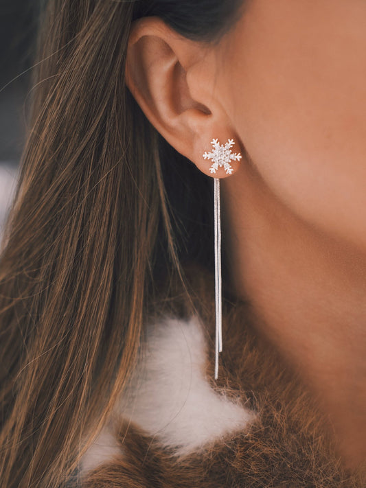 Сережки Сережки - вісюльки «Сніжинка» з камінцями — посріблені ✨ - Kashimir.me Taton.shop