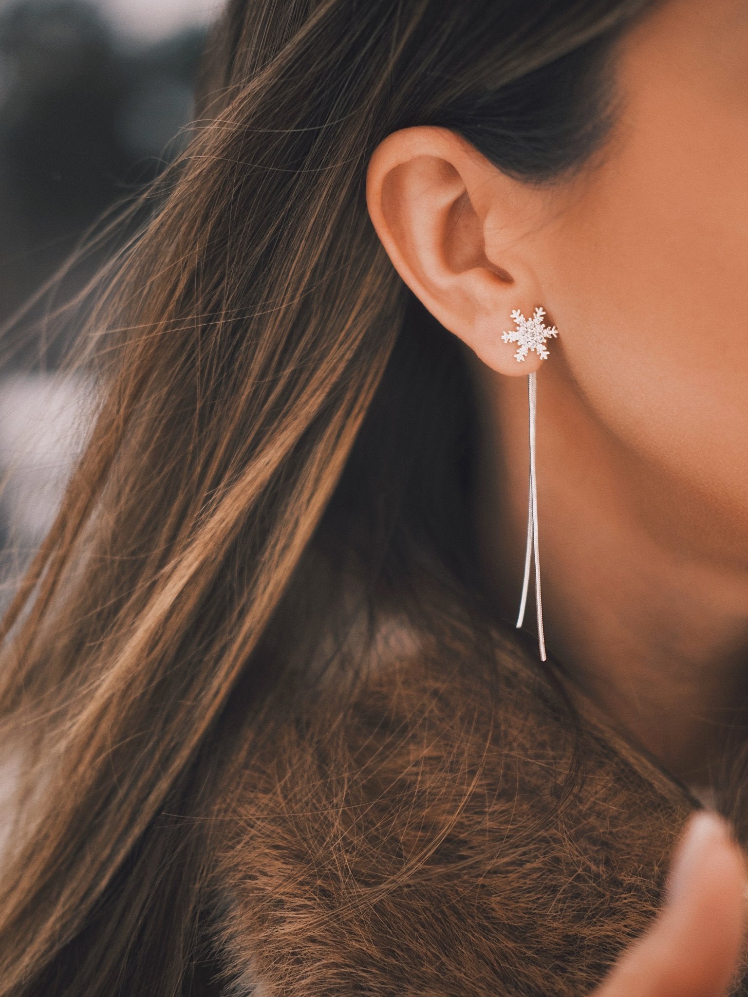 Сережки Сережки - вісюльки «Сніжинка» з камінцями — посріблені ✨ - Kashimir.me Taton.shop