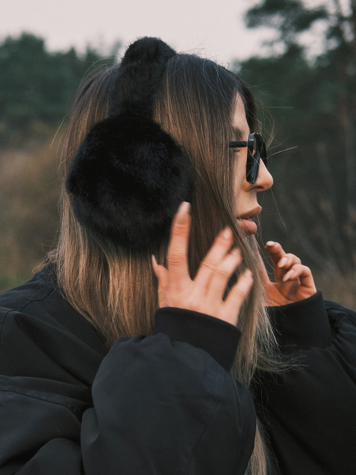 Шапка Теплі зимові хутряні навушники Black - Kashket.me Taton.shop