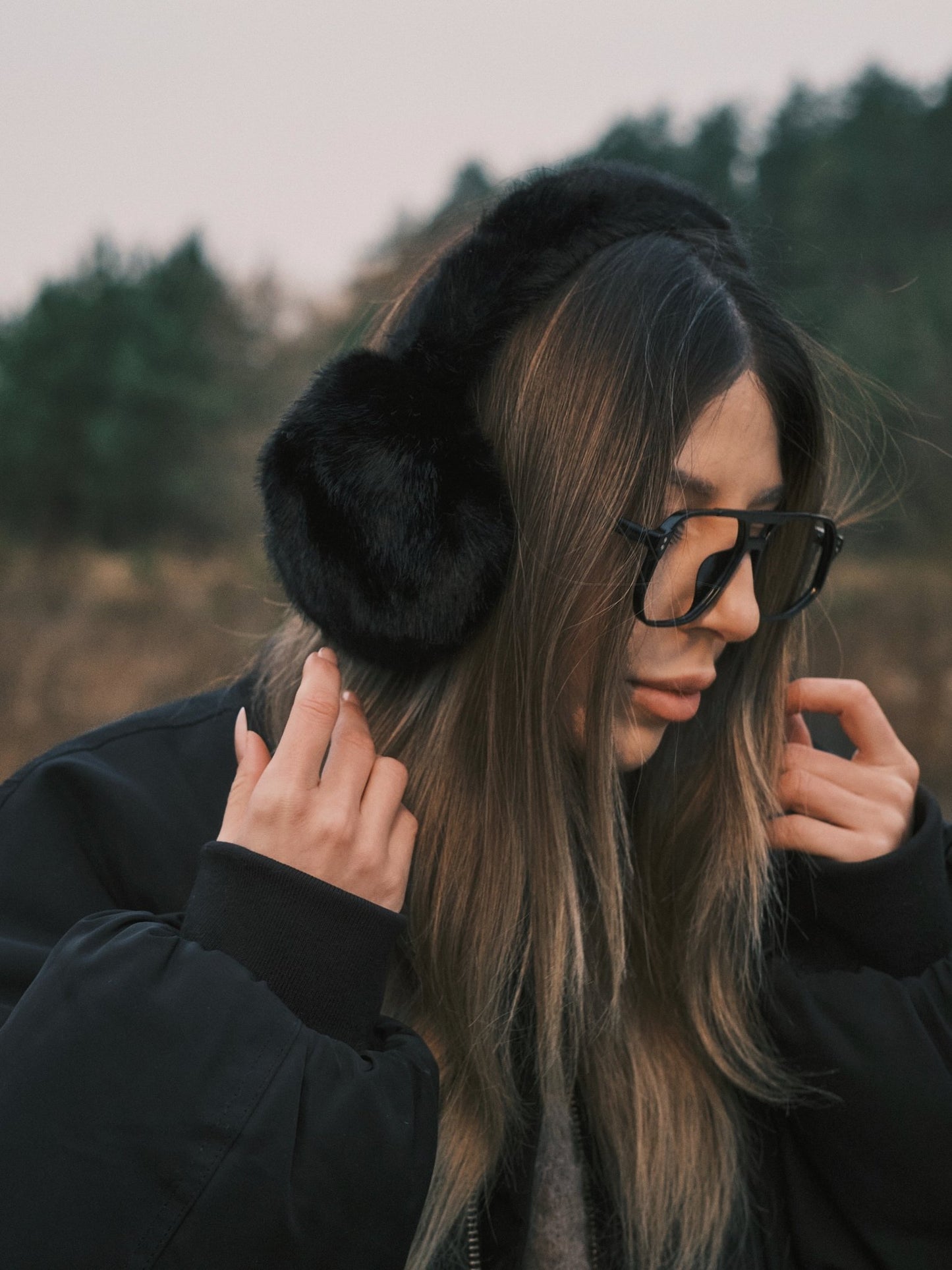 Шапка Теплі зимові хутряні навушники Black - Kashket.me Taton.shop