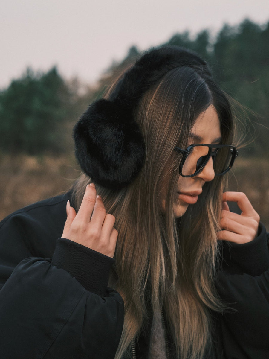 Шапка Теплі зимові хутряні навушники Black - Kashket.me Taton.shop