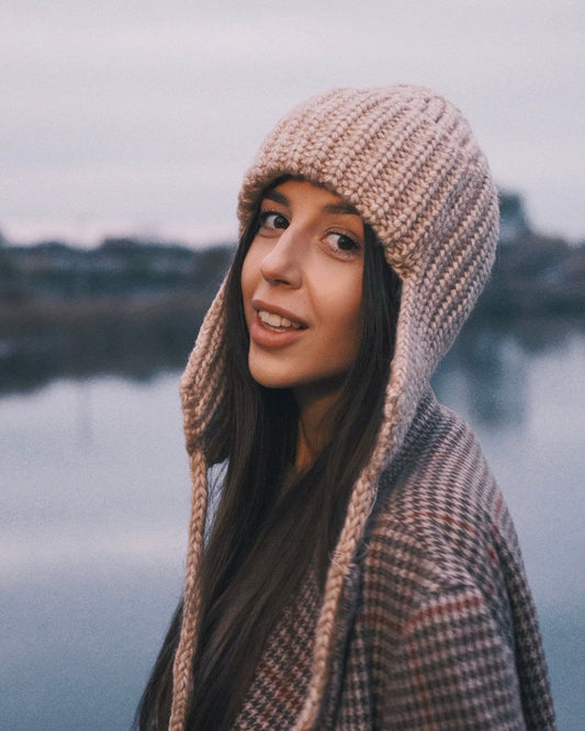 Шапка Вʼязана Шапка вушанка Beige - Kashket.me Taton.shop