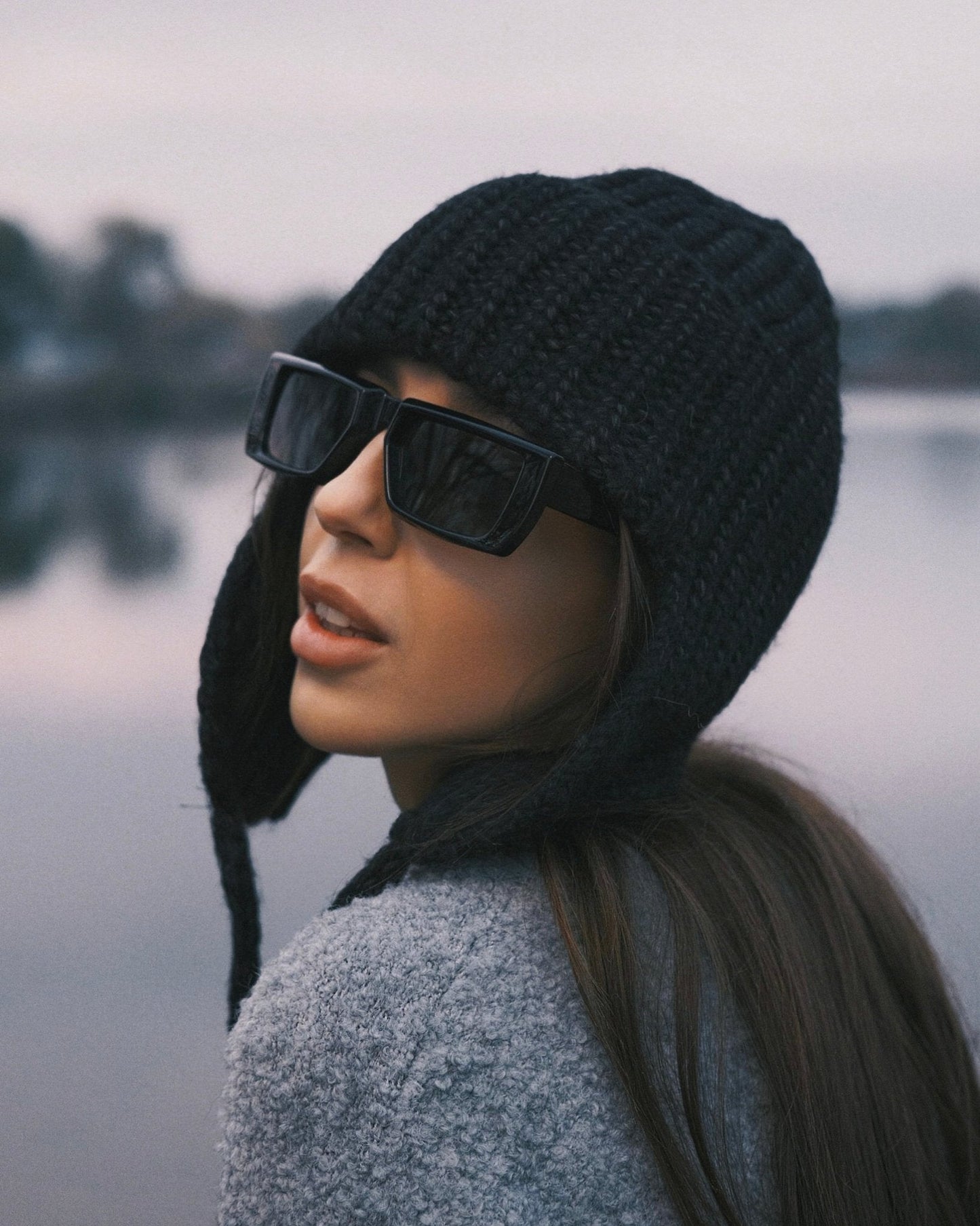 Шапка Вʼязана Шапка вушанка Black - Kashket.me Taton.shop