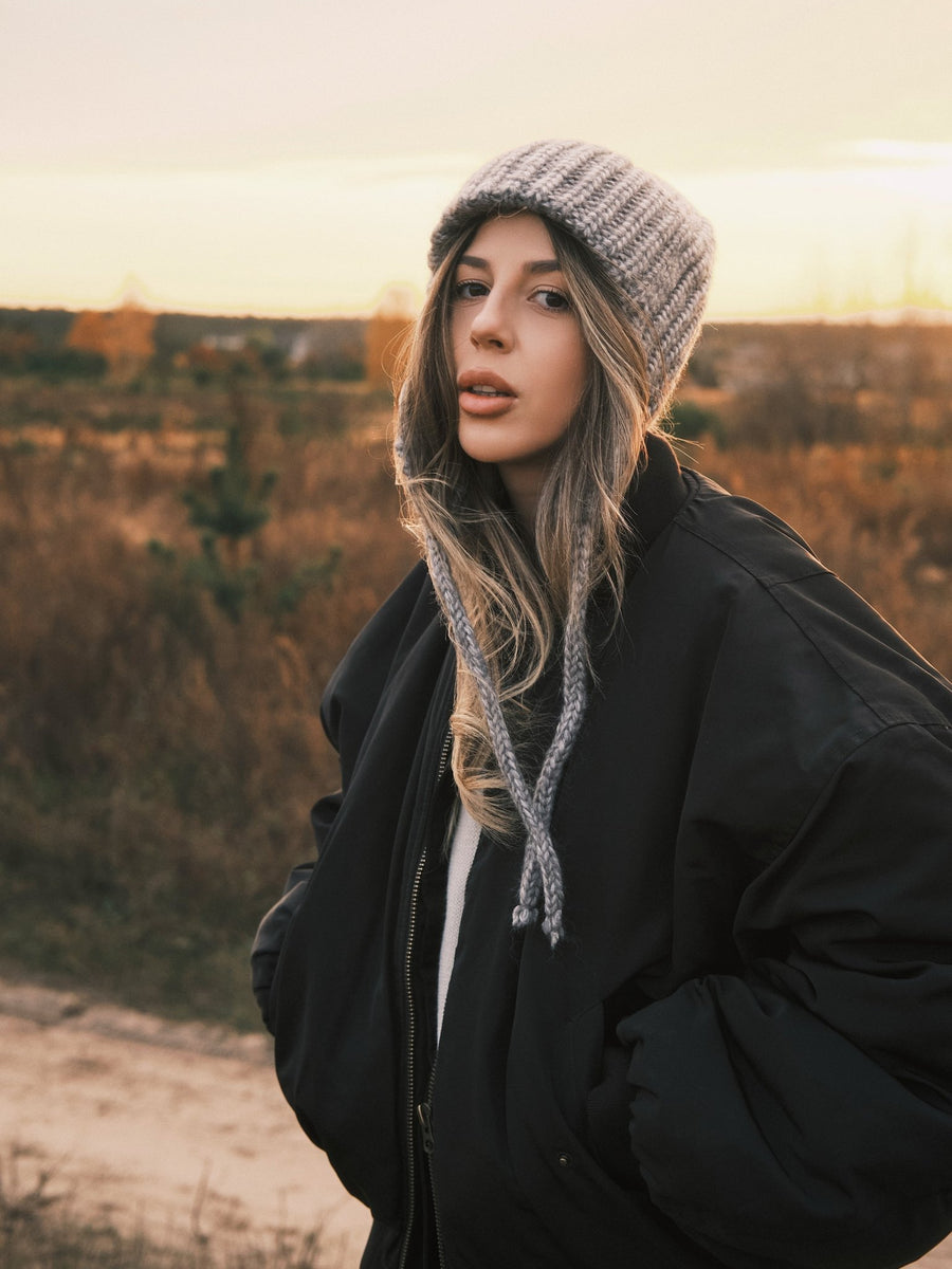 Шапка В'язана Шапка вушанка на зав'язках Beige - Kashket.me Taton.shop