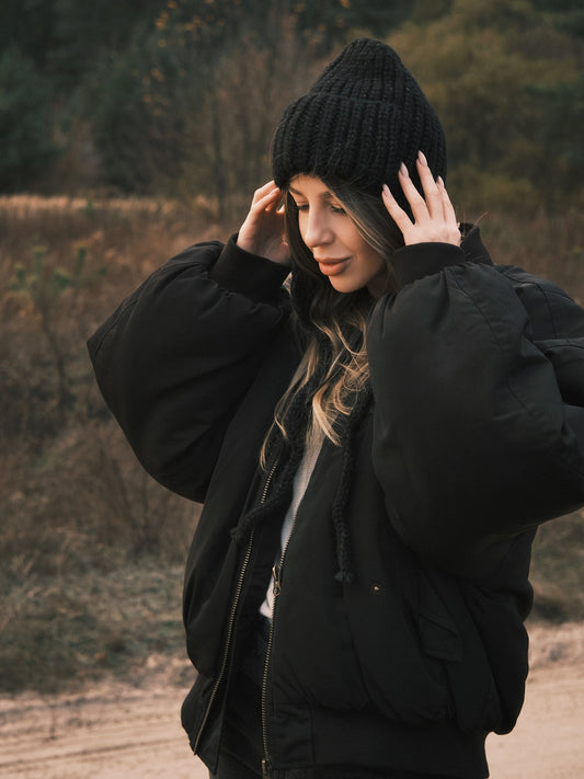 Шапка В'язана Шапка вушанка на зав'язках Black - Kashket.me Taton.shop