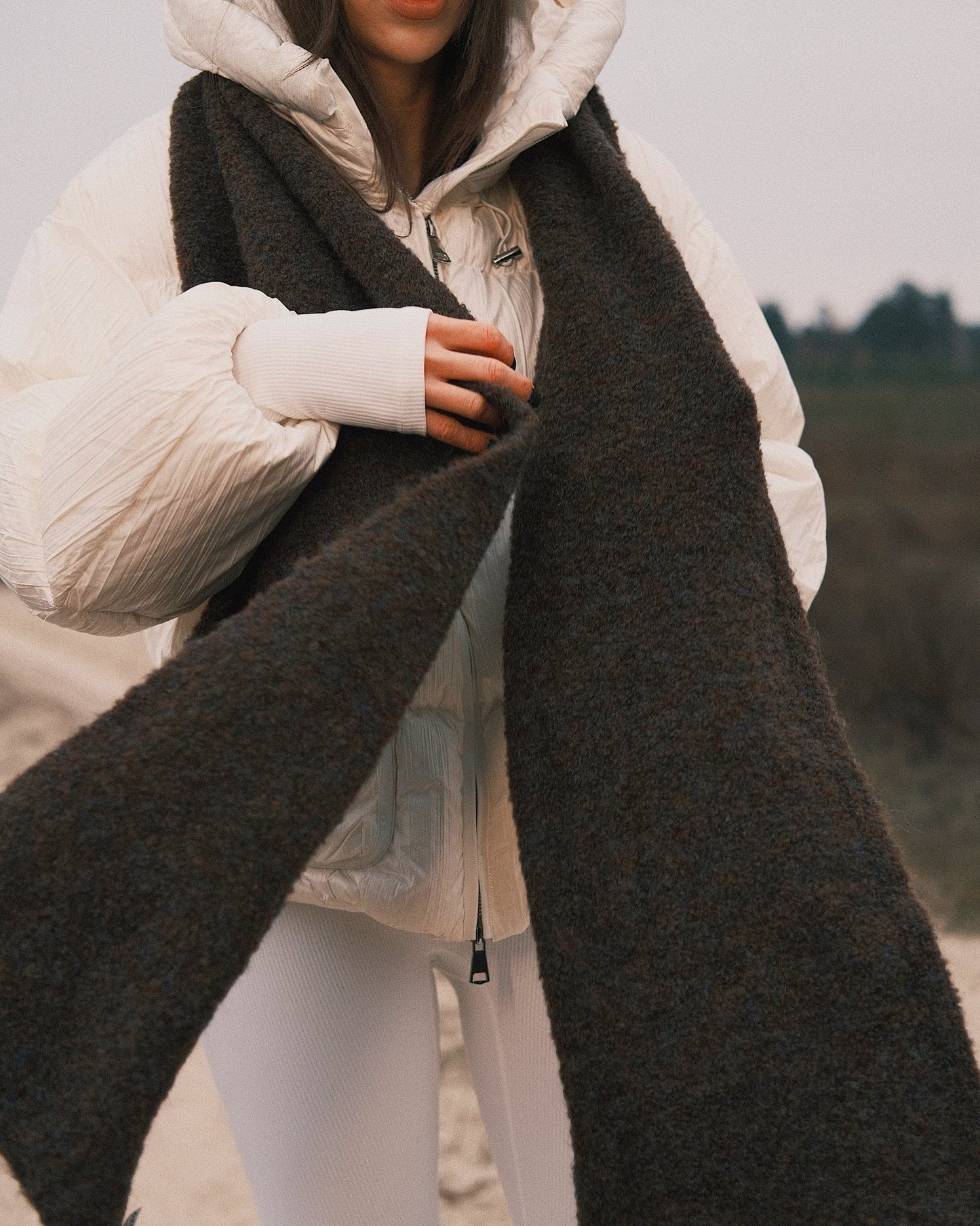 Шарф Теплий зимовий шарф «Обійми тепла» Бежевий - Kashket.me Taton.shop