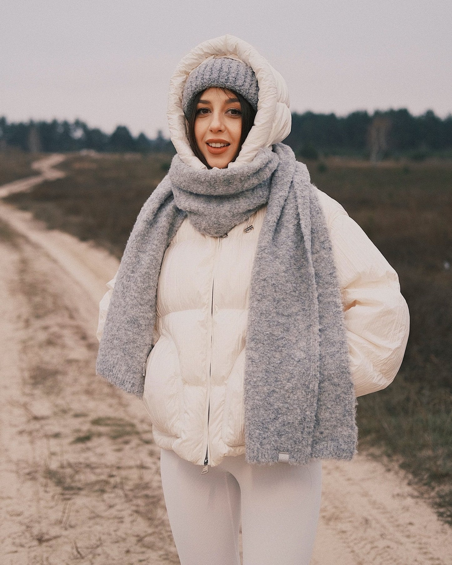 Шарф Теплий зимовий шарф «Обійми тепла» Бежевий - Kashket.me Taton.shop