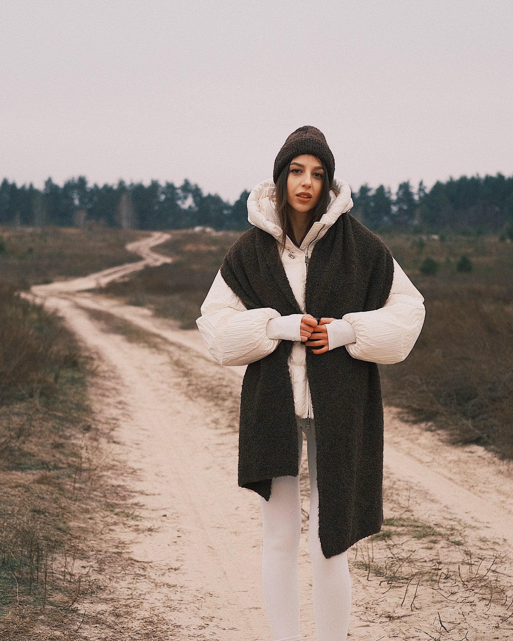 Шарф Теплий зимовий шарф «Обійми тепла» Бежевий - Kashket.me Taton.shop