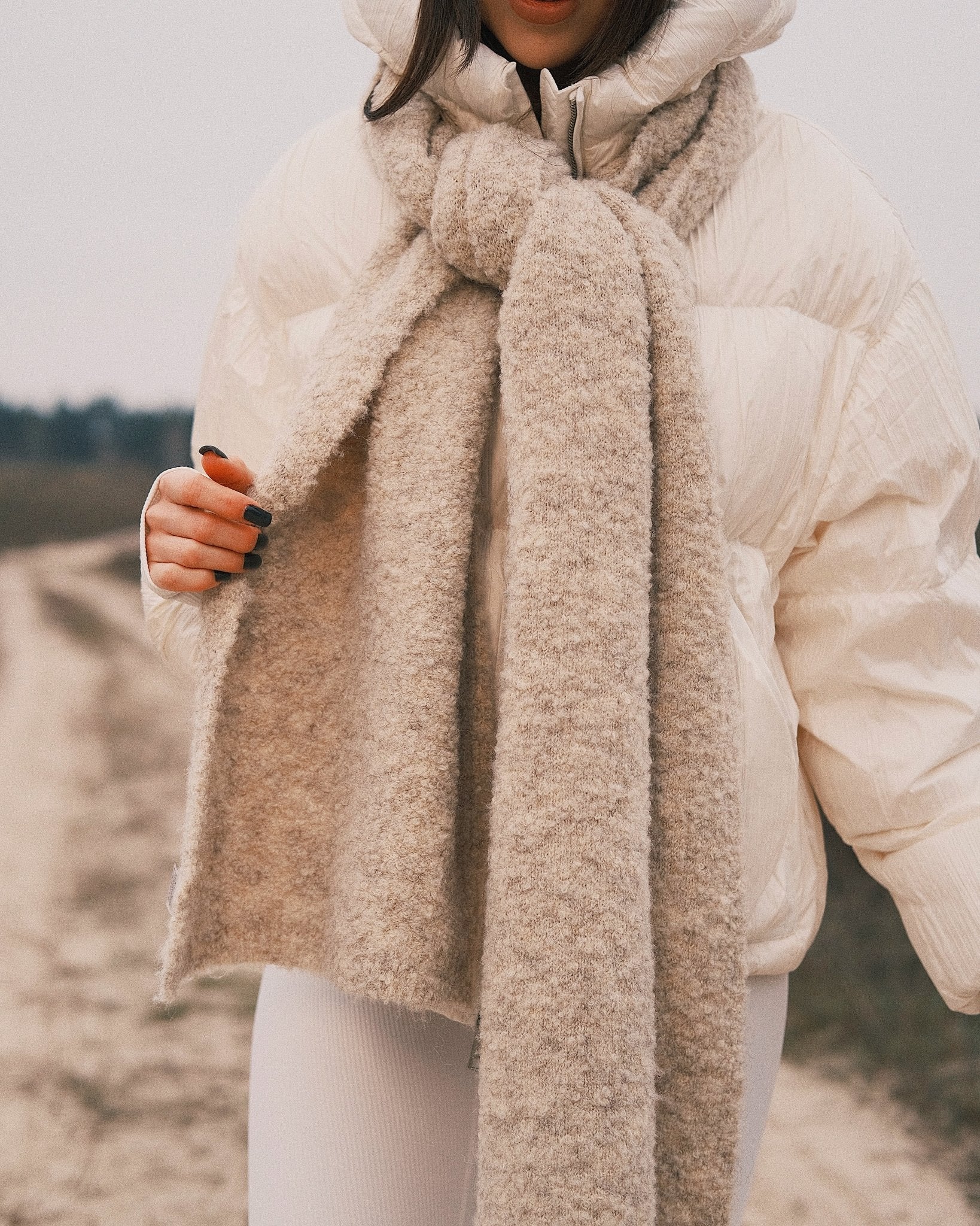 Шарф Теплий зимовий шарф «Обійми тепла» Бежевий - Kashket.me Taton.shop