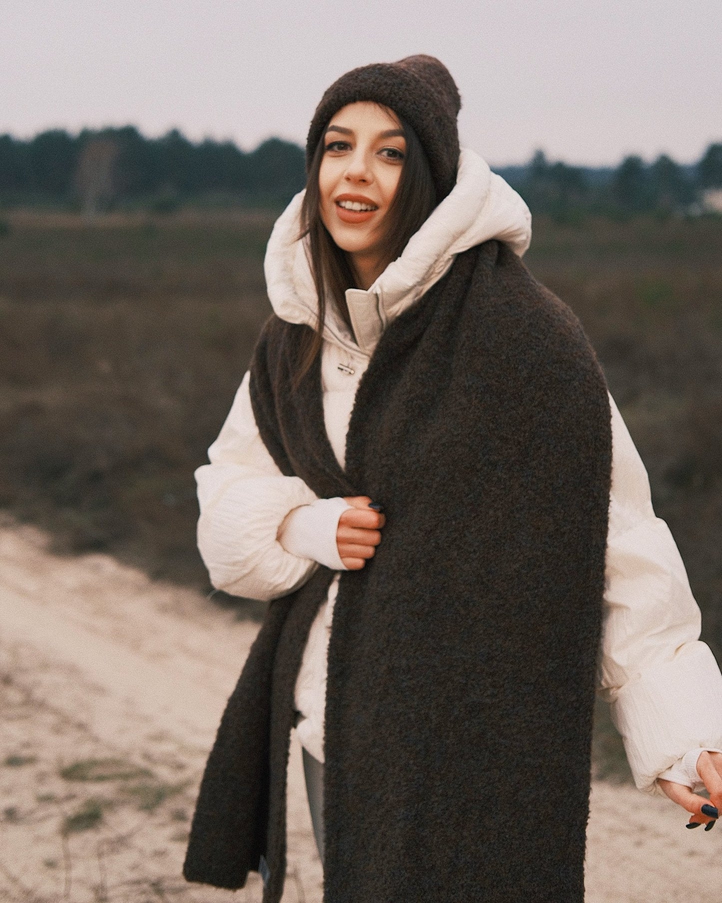 Шарф Теплий зимовий шарф «Обійми тепла» Бежевий - Kashket.me Taton.shop