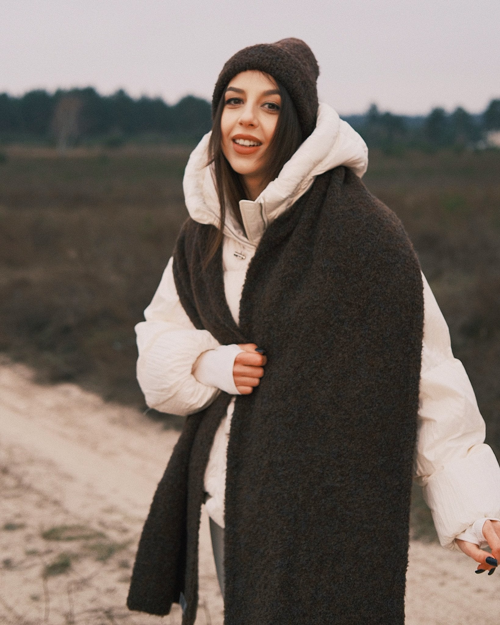 Шарф Теплий зимовий шарф «Обійми тепла» Бежевий - Kashket.me Taton.shop