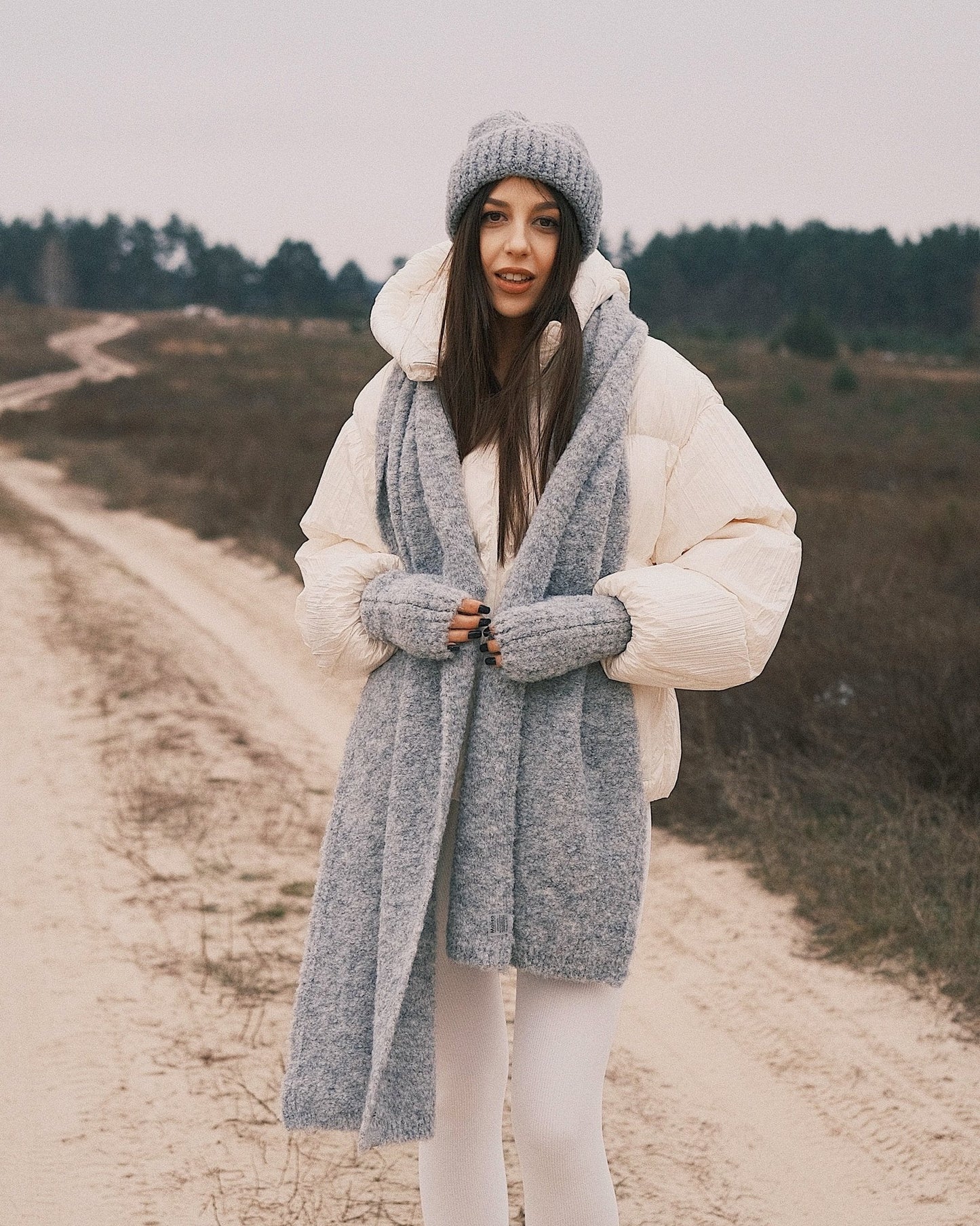 Шарф Теплий зимовий шарф «Обійми тепла» Сірий - Kashket.me Taton.shop