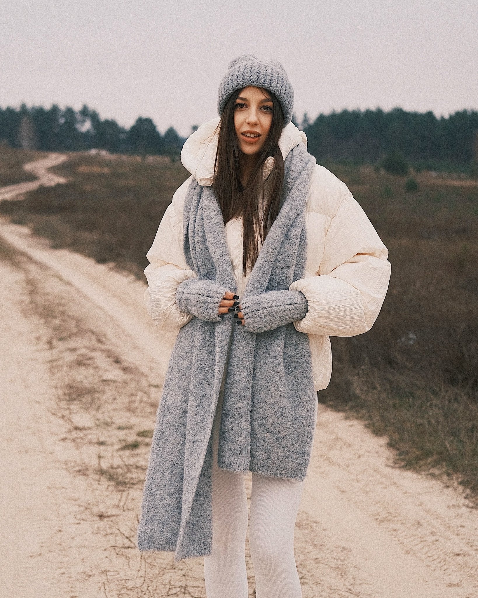 Шарф Теплий зимовий шарф «Обійми тепла» Сірий - Kashket.me Taton.shop