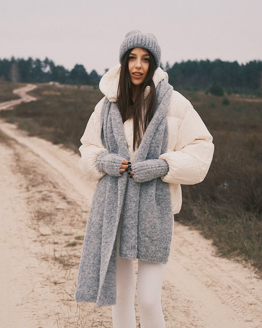 Шарф Теплий зимовий шарф «Обійми тепла» Сірий - Kashket.me Taton.shop