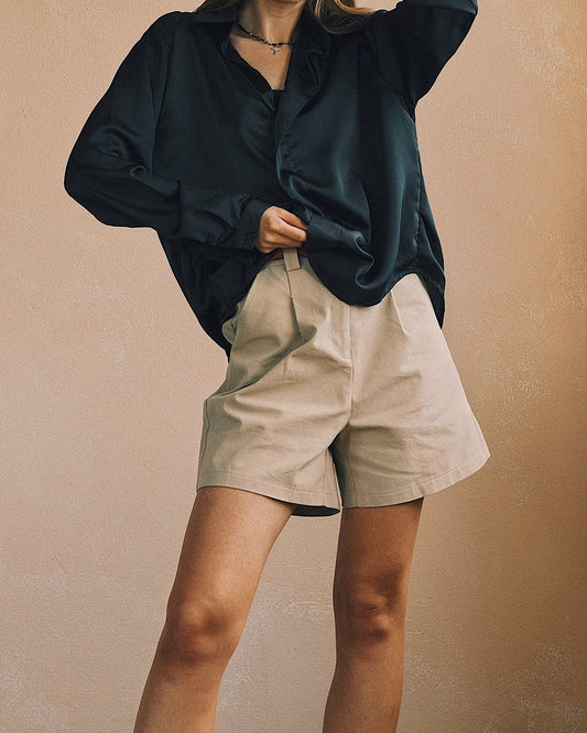 Shorts Бежеві бермуди з карамельним ременем. M - Tsupkyi (Цупкий) Taton.shop