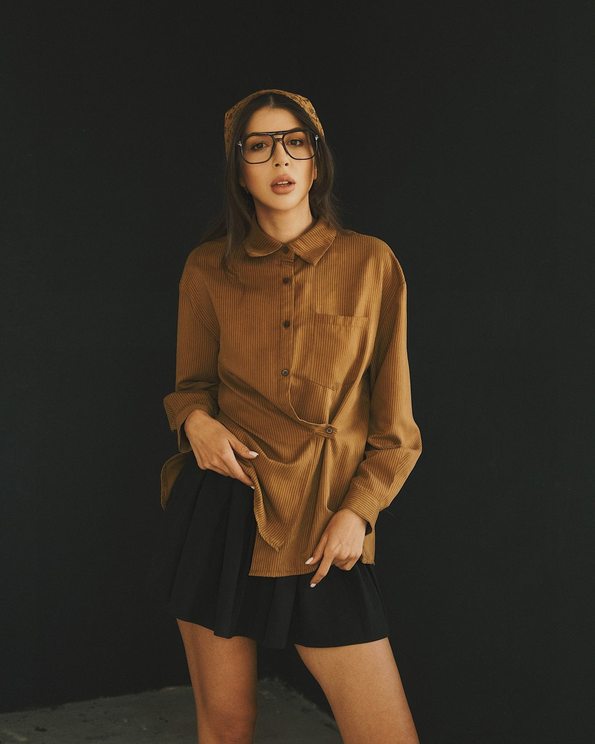 сорочка Жіноча сорочка в тонку смужку Brown M - Tsupkyi (Цупкий) Taton.shop