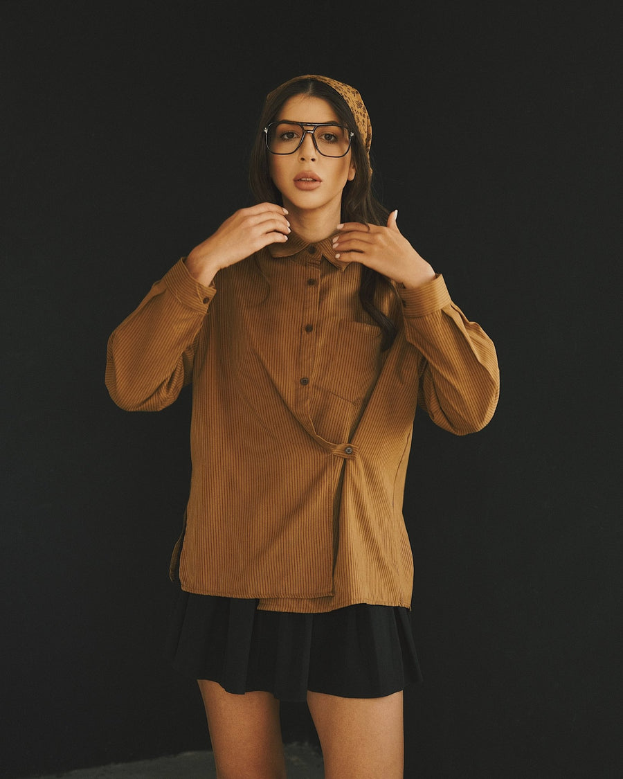 сорочка Жіноча сорочка в тонку смужку Brown M - Tsupkyi (Цупкий) Taton.shop