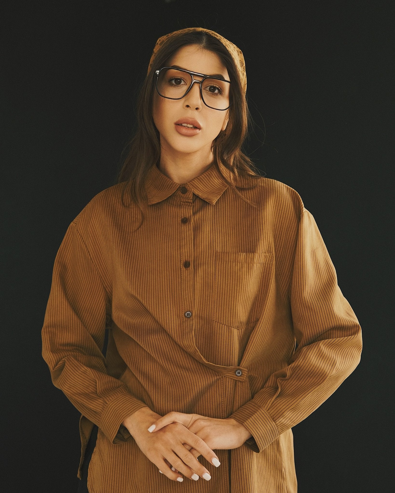 сорочка Жіноча сорочка в тонку смужку Brown M - Tsupkyi (Цупкий) Taton.shop