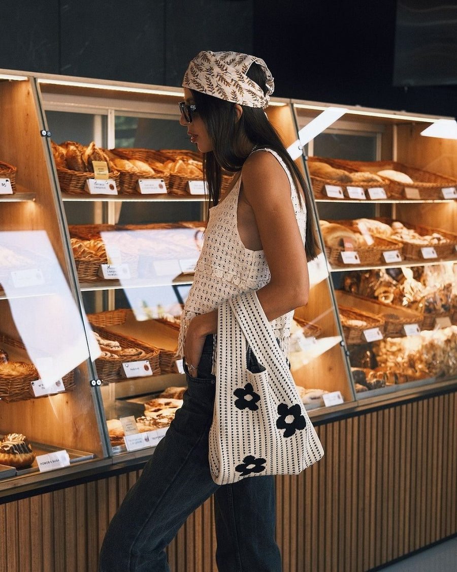 Bags Велика в'язана сумка-шопер з квітами Green - Kashket.me Taton.shop