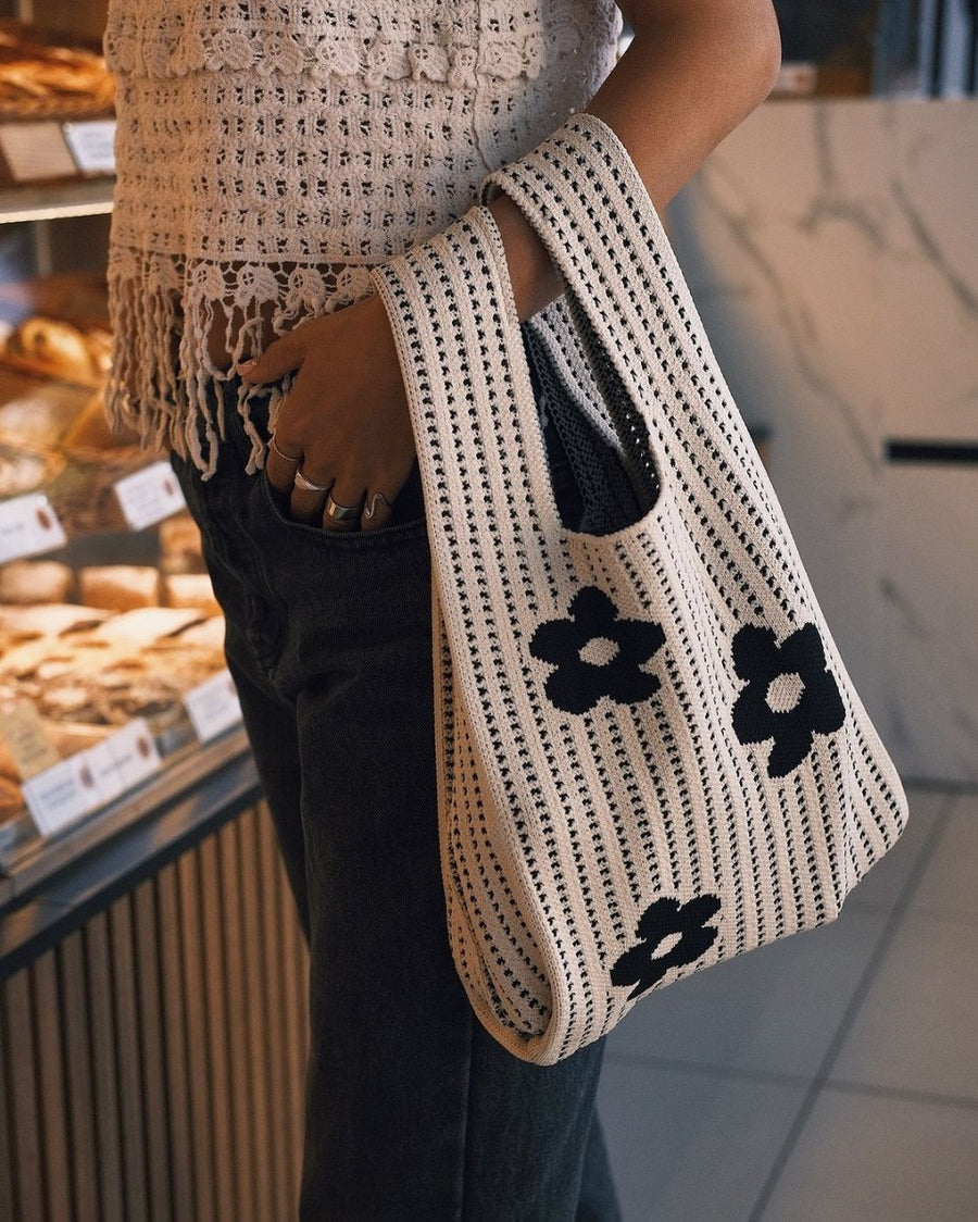 Bags Велика в'язана сумка-шопер з квітами Green - Kashket.me Taton.shop