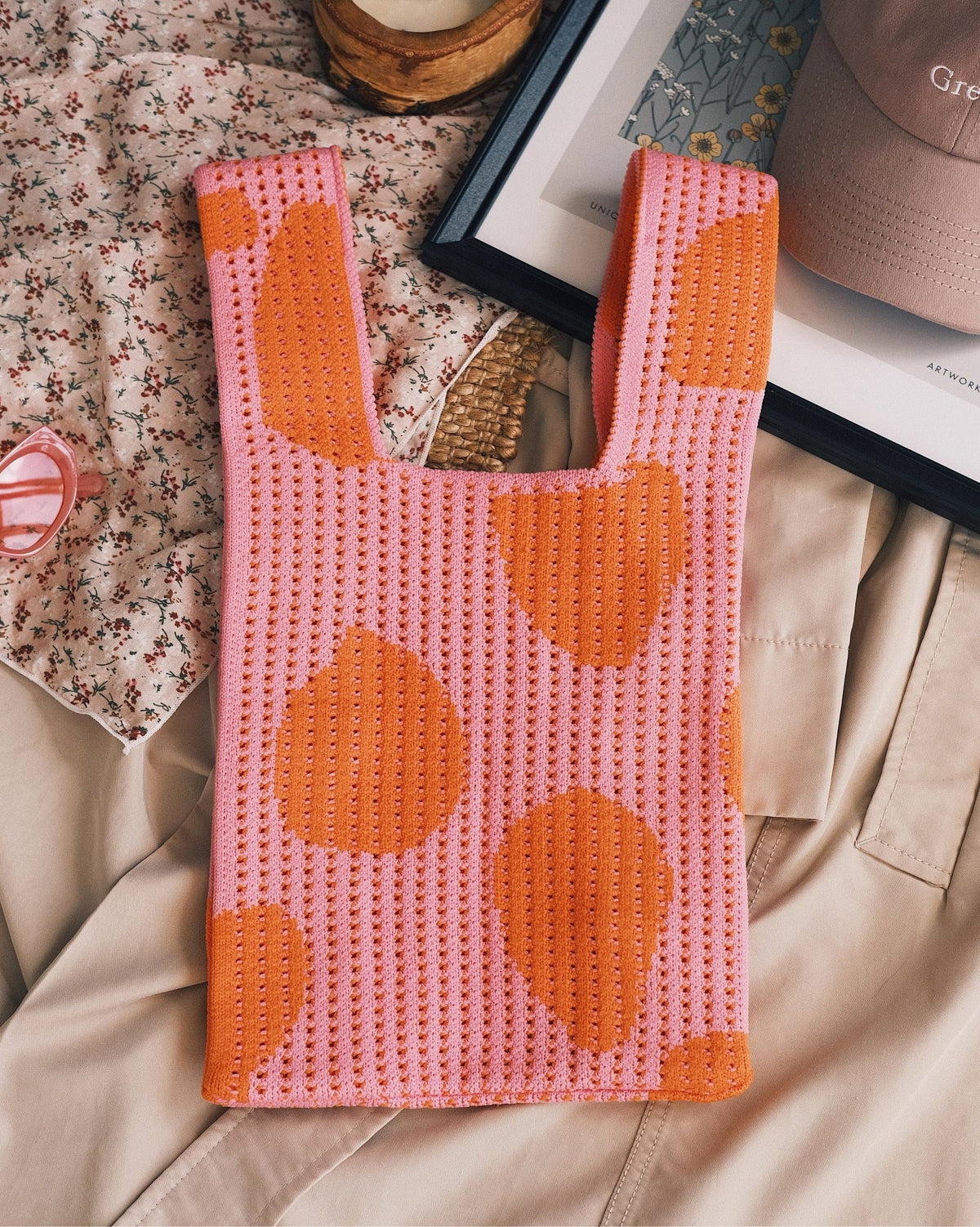 Bags Велика в'язана сумка-шопер з квітами Pink - Kashket.me Taton.shop