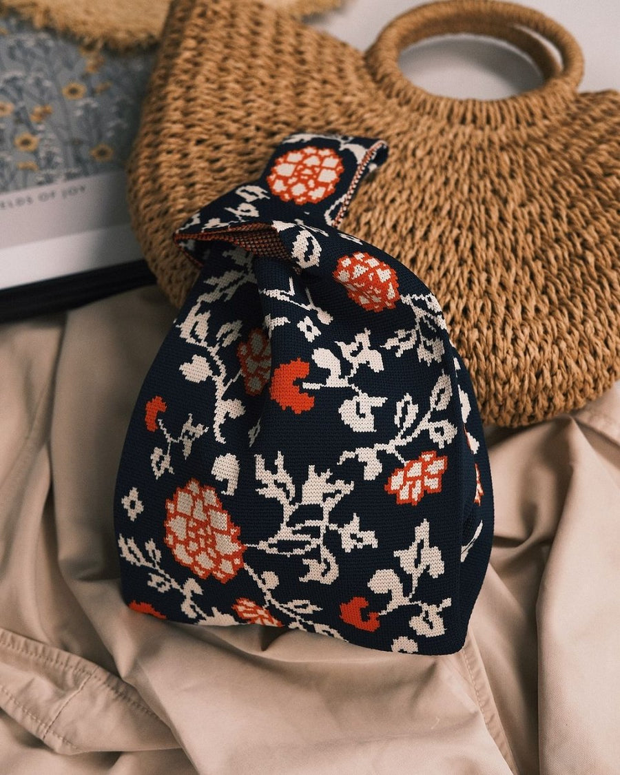 Bags В'язана сумка-шопер «Яскраві кольори» Темно синій з квітами - Kashket.me Taton.shop