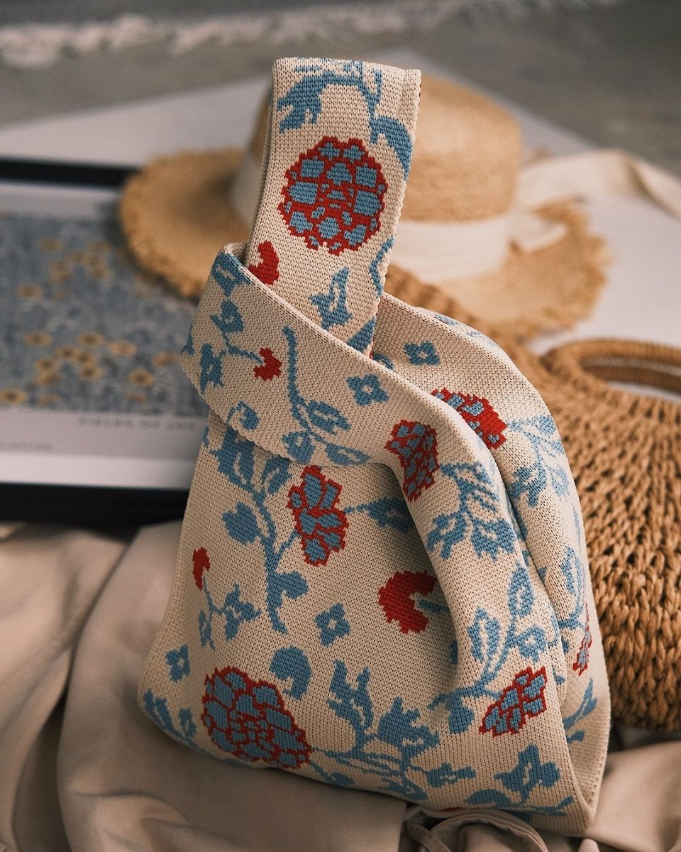 Bags В'язана сумка-шопер «Яскраві кольори» Темно синій з квітами - Kashket.me Taton.shop