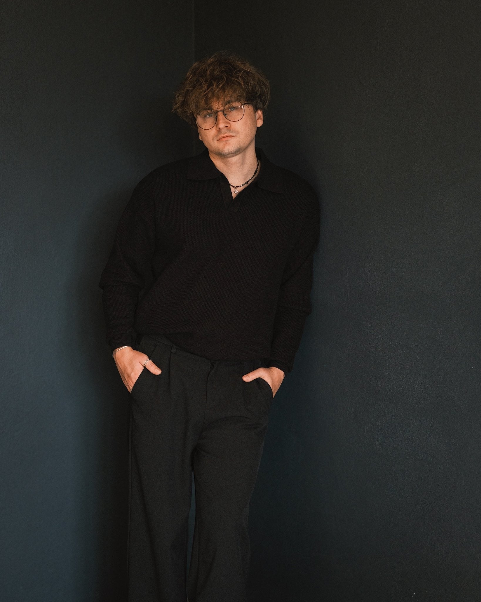 Светр Чоловічий светр - поло - мʼякий, сучасний, вільний крій Black S - Tsupkyi (Цупкий) Taton.shop