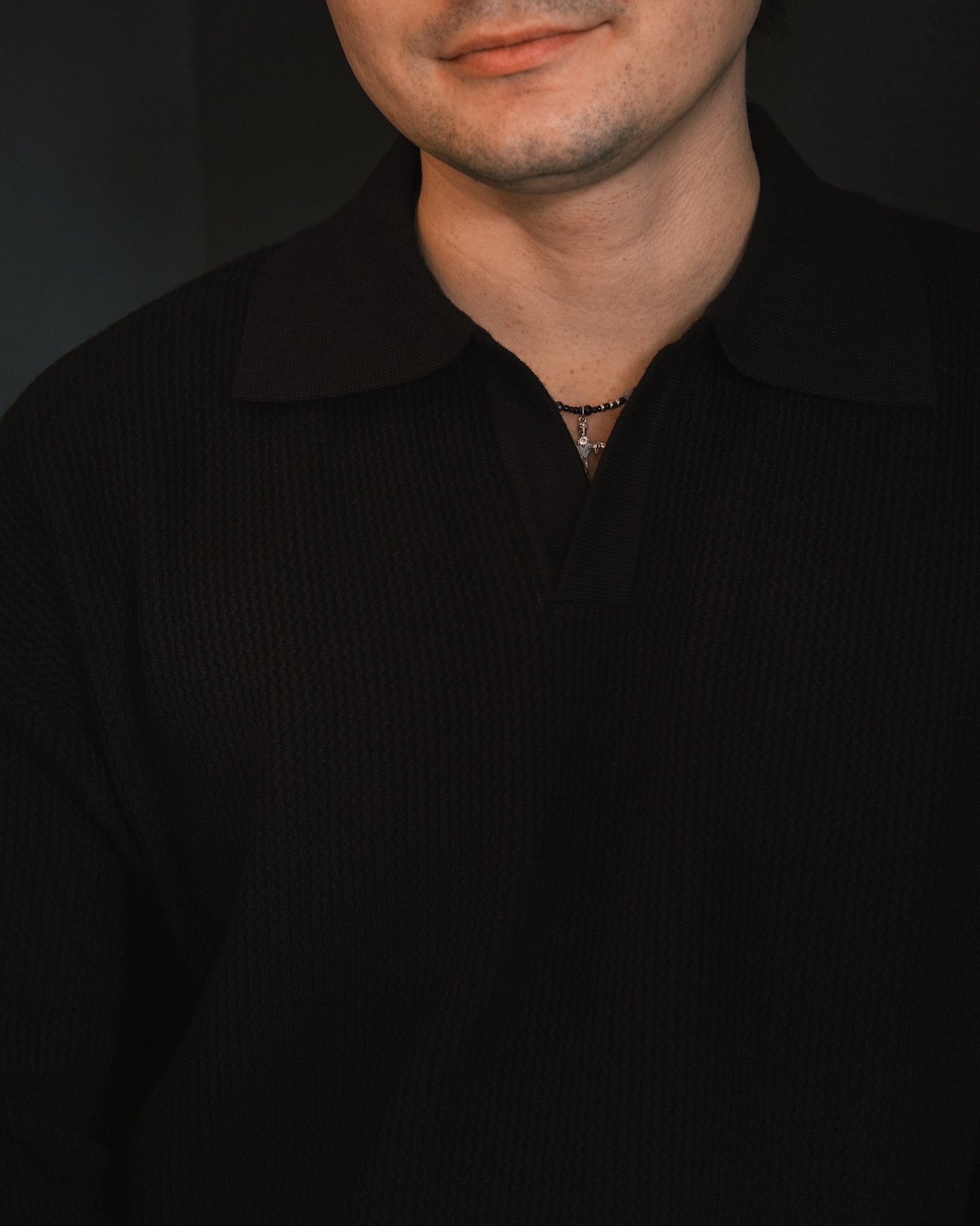 Светр Чоловічий светр - поло - мʼякий, сучасний, вільний крій Black S - Tsupkyi (Цупкий) Taton.shop