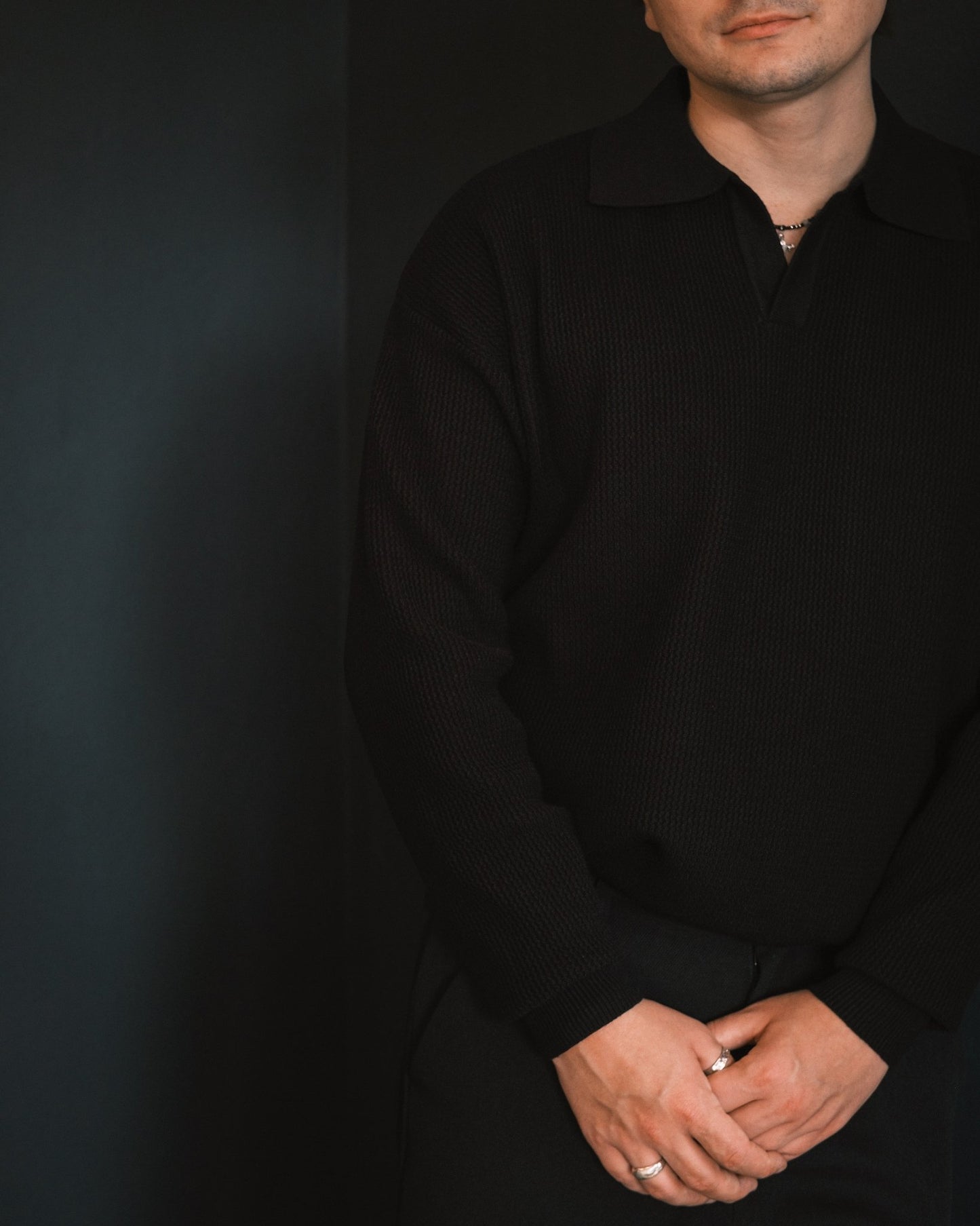 Светр Чоловічий светр - поло - мʼякий, сучасний, вільний крій Black S - Tsupkyi (Цупкий) Taton.shop