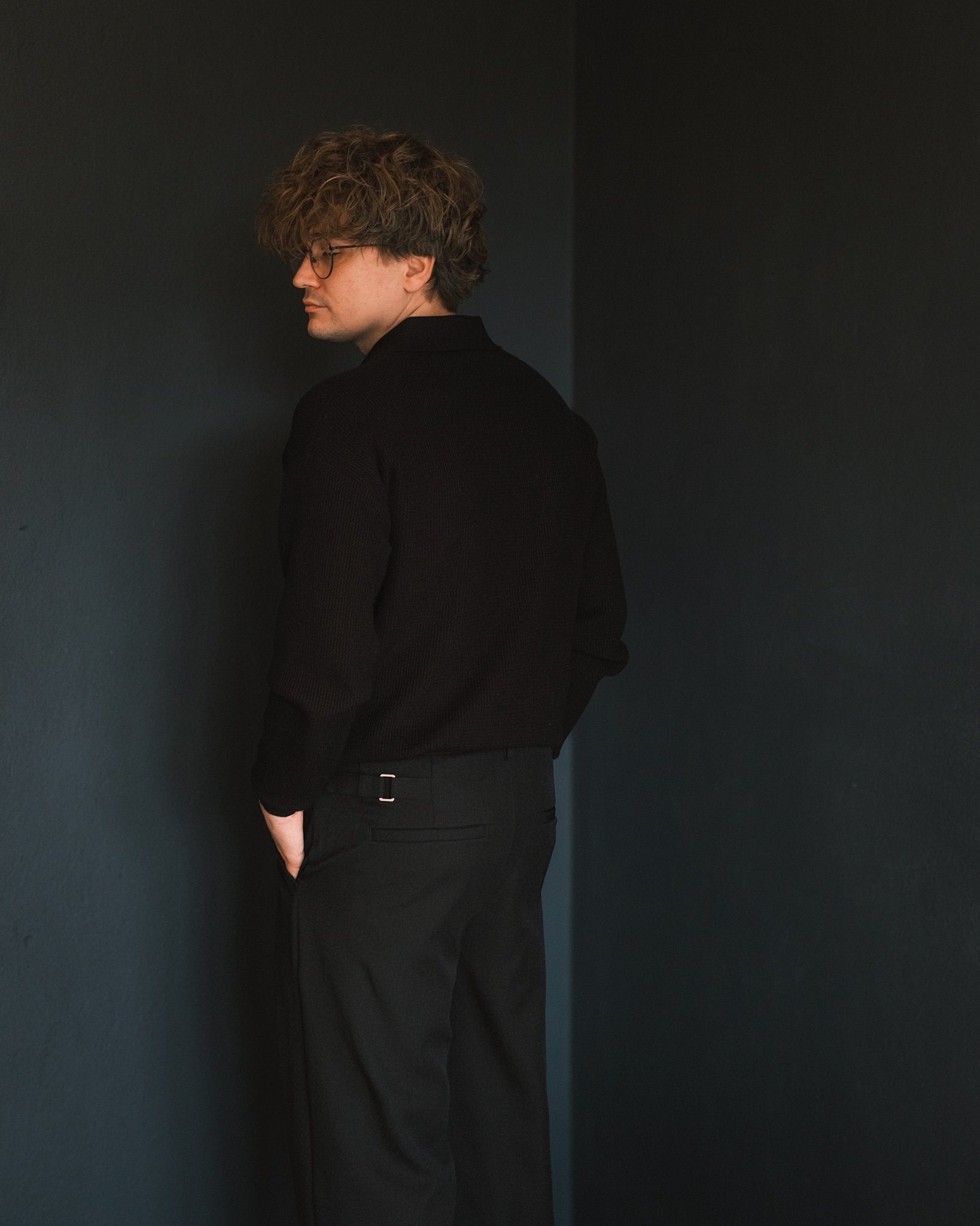 Светр Чоловічий светр - поло - мʼякий, сучасний, вільний крій Black S - Tsupkyi (Цупкий) Taton.shop