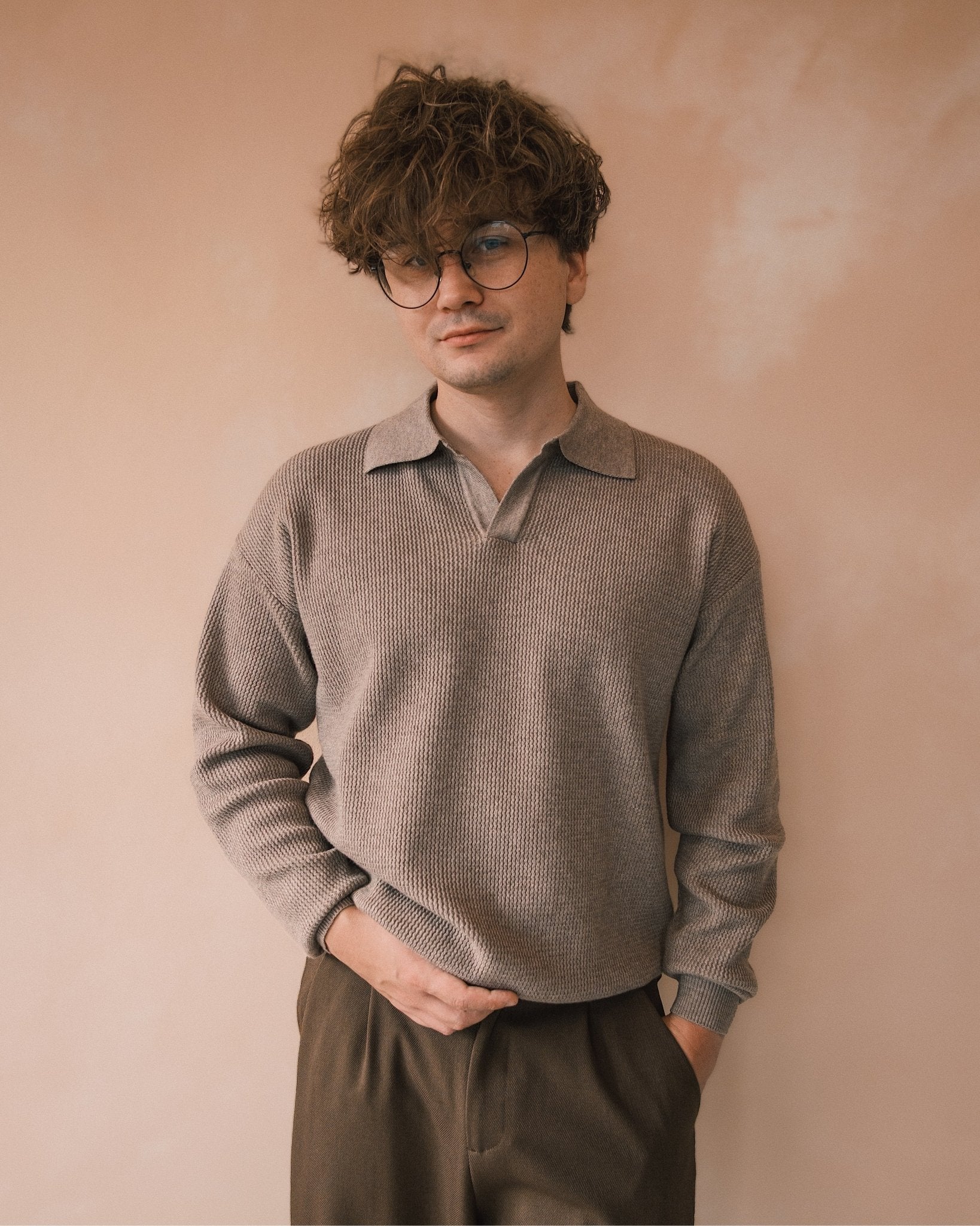 Светр Чоловічий светр - поло - мʼякий, сучасний, вільний крій Brown S - Tsupkyi (Цупкий) Taton.shop