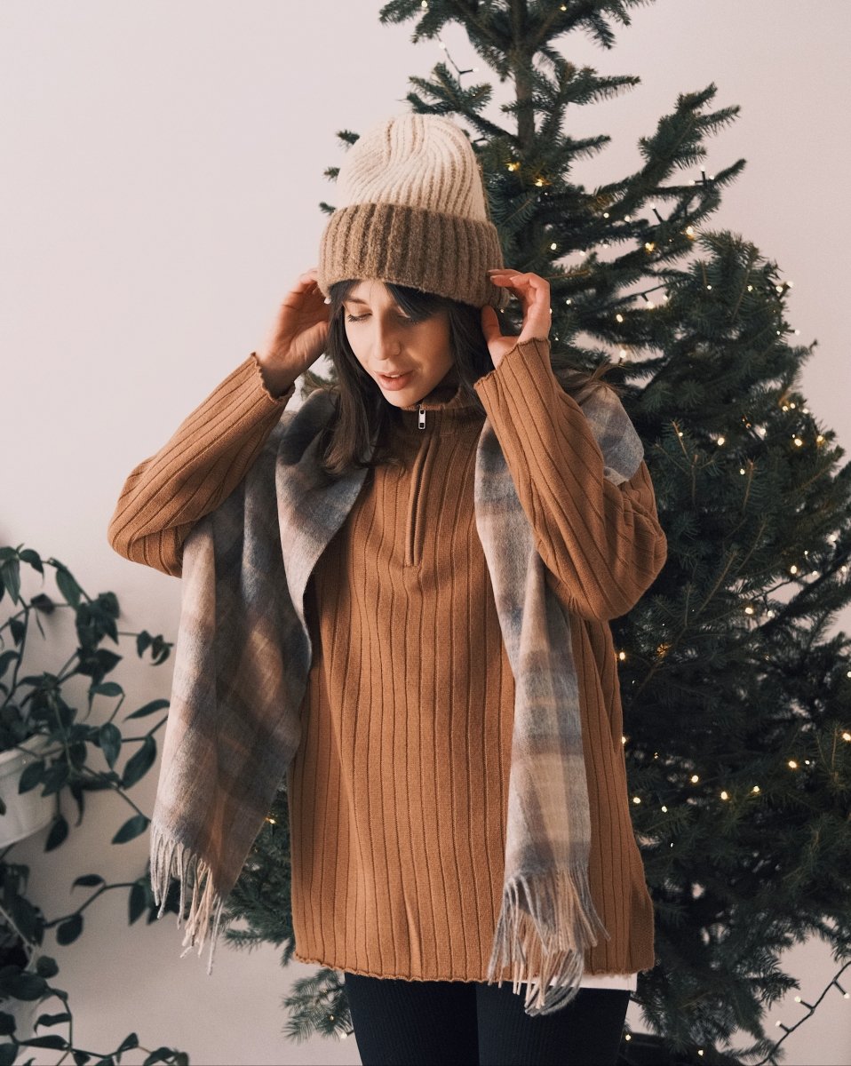 Светр Светр з застібкою під горло зі 100% Вовни Мериноса Один розмір Молочний - Tsupkyi (Цупкий) Taton.shop