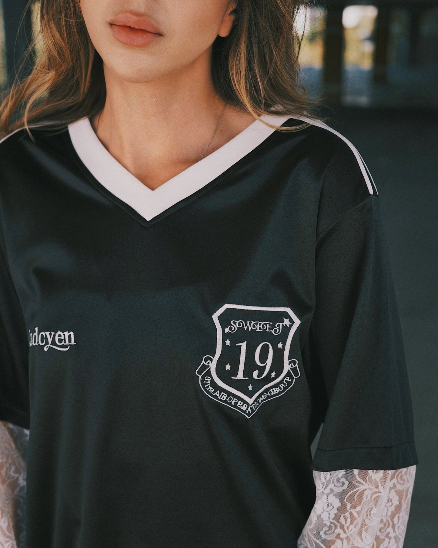 T-shirt Спортивна атласна футболка з мереживними рукавами S Black - Tsupkyi (Цупкий) Taton.shop