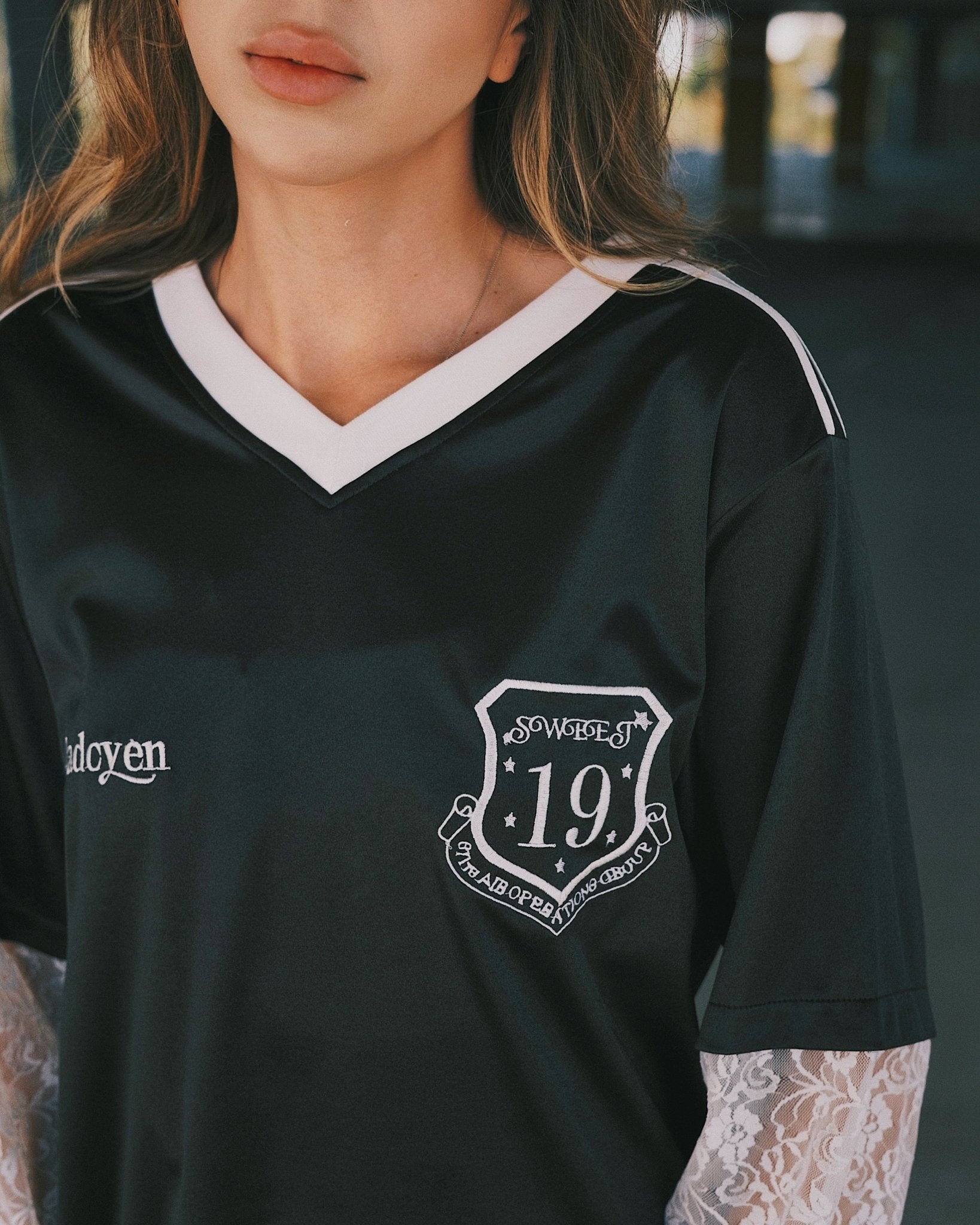 T-shirt Спортивна атласна футболка з мереживними рукавами S Black - Tsupkyi (Цупкий) Taton.shop